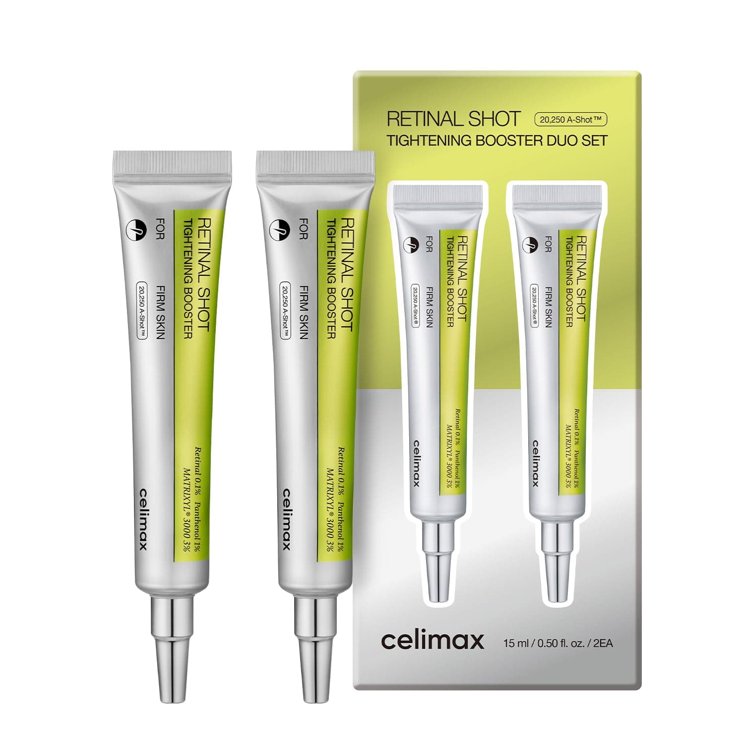 celimax The Vita A Retinal Shot Tightening Booster | Booster Viso Con Retinal, Effetto Rassodante Immediato, Aiuta A Ridurre Rughe E Ruga Del Leone, Skincare Coreana, Confezione Regalo 2 X 15 Ml