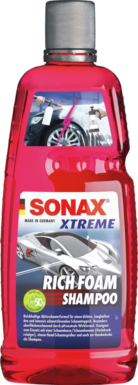 SONAX XTREME RichFoam Shampoo (1 Liter) Schaum/Snow Foam Shampoo erzeugt dichten, langhaftenden & schmutzlösenden Schaumteppich, ph-neutral, Berry-Duft | Art-Nr. 02483000