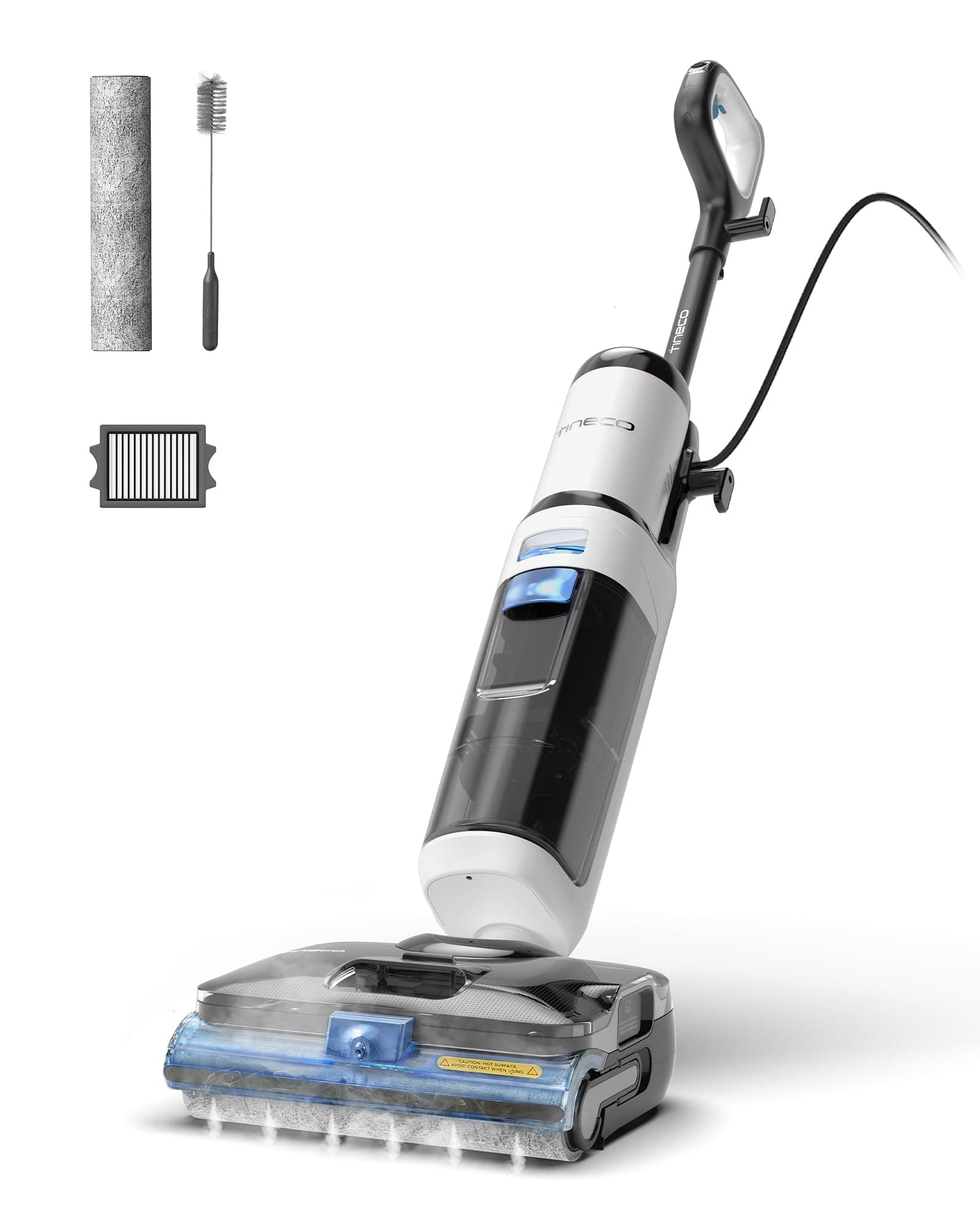 Tineco Floor One S6 Stretch Steam Nettoyeur Vapeur, Aspirateur Balai Vapeur à Câble Tout-en-Un, 160℃ HyperSteam, 180° Pose à Plat, Auto-Nettoyage à l'eau Chaude, Anti-Tangle-Design