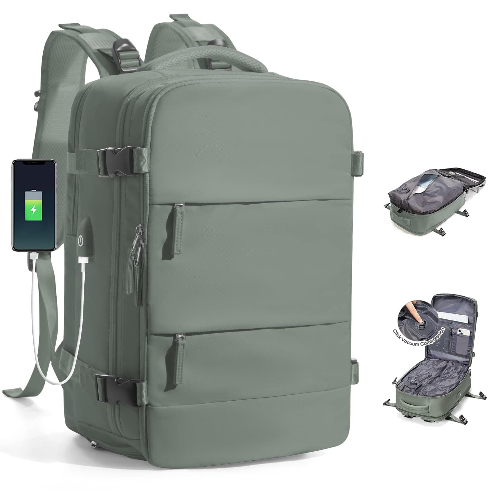 SZLX Zaino Sottovuoto da Cabina da Donna, Zaino con Airbag a Compressione con Bottone a Pressione, Zaino da Viaggio Sottovuoto Ryanair con Pompa, Valigia Sottovuoto Impermeabile da Uomo