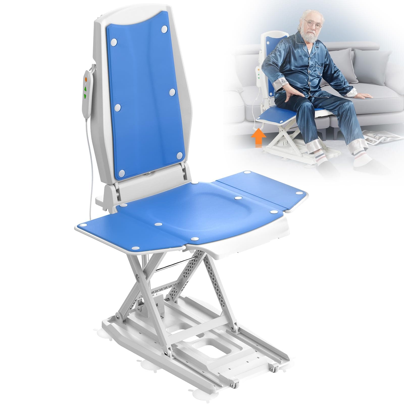 VOCIC Fauteuil élévateur électrique AX10, siège releveur Mobile avec roulettes, Pliable et réglable en Hauteur 0–50 cm, Jusqu’à 140 kg, Aide au relevage pour Personnes âgées à Domicile