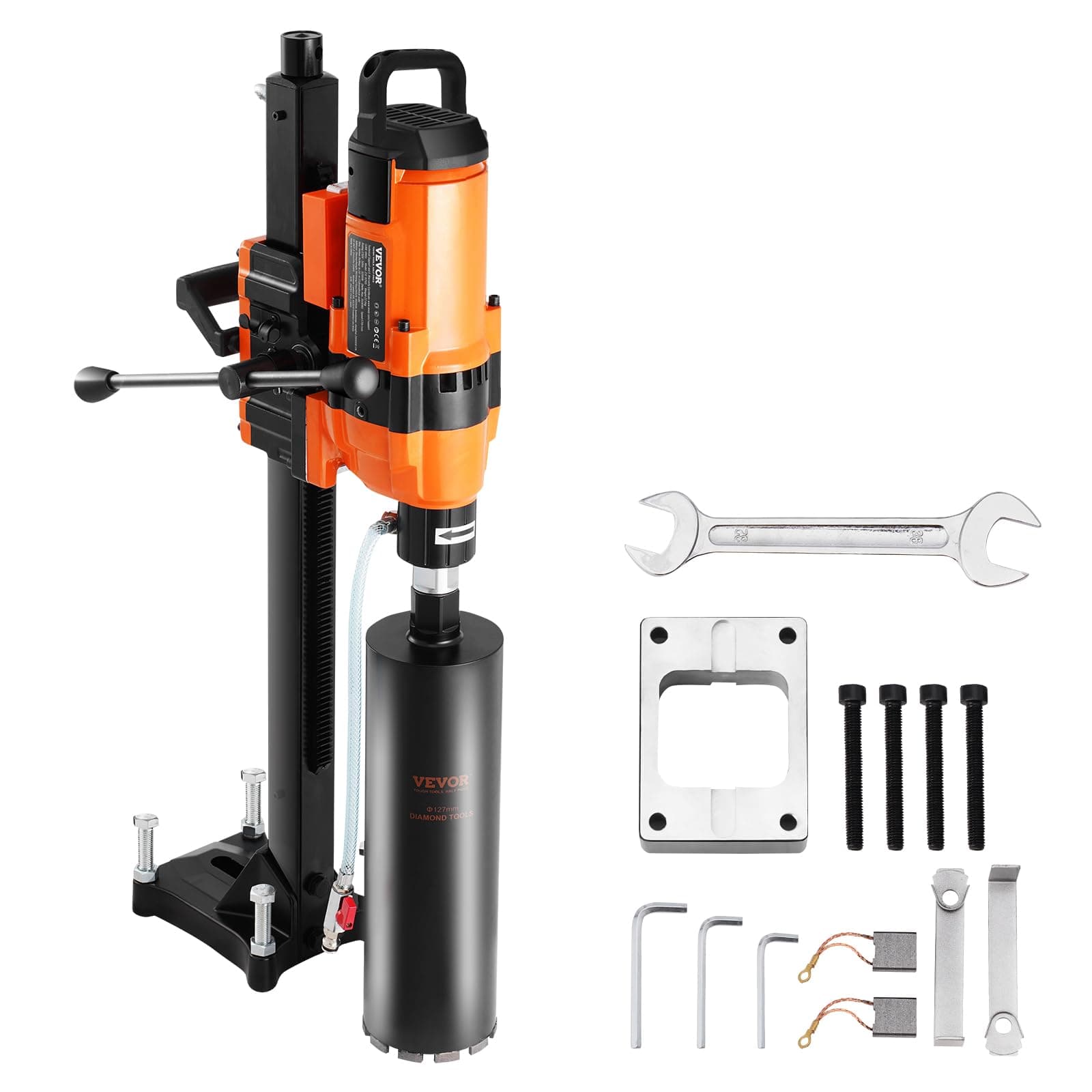 VEVOR Carotteuse à Diamant Diamètre de Perçage 20-300 mm, Perceuse au Diamant avec Support 3500 W, Appareil de Forage Diamant Perçage Humide et Sèche, pour Béton, Brique, Marbre, Construction
