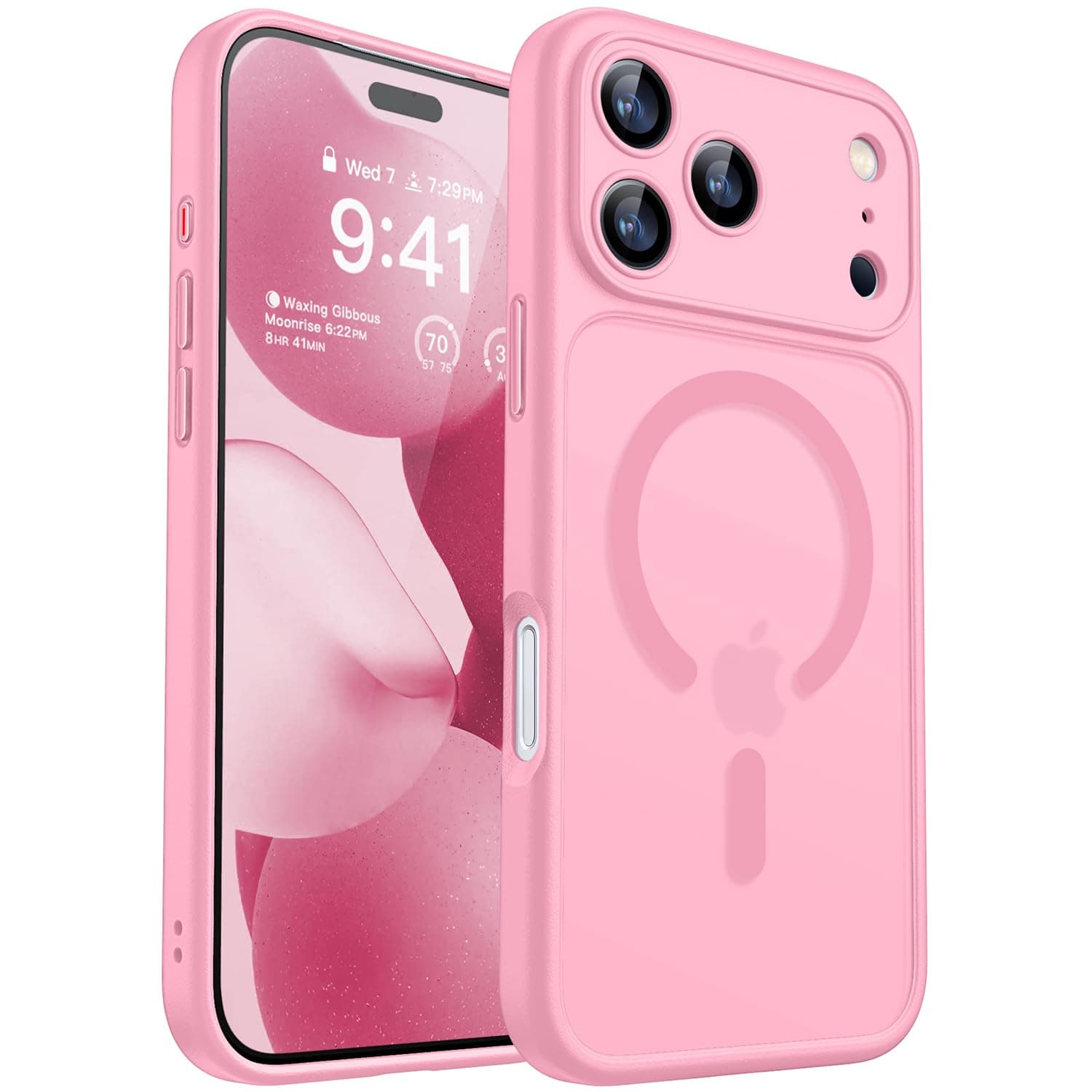 CANSHN Cover Magnetica per iPhone 17 Pro Max(6,9 Pollici), Compatibile con MagSafe, [Protezione Completa Della Fotocamera], Custodia Traslucida Opaca Protettiva Sottile Antiurto,Rosa
