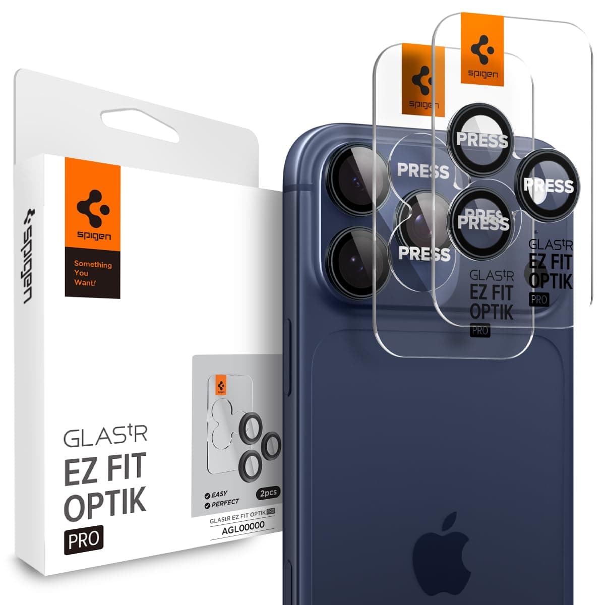 Spigen Glas.tR EZ Fit Optik Pro Kameraschutz kompatibel mit iPhone 17 Pro, iPhone 17 Pro Max, iPhone 15 Pro, iPhone 15 Pro Max, 2 Stück, Tiefblau, Individuelle Kameraprotektion, 9H Härte Folie