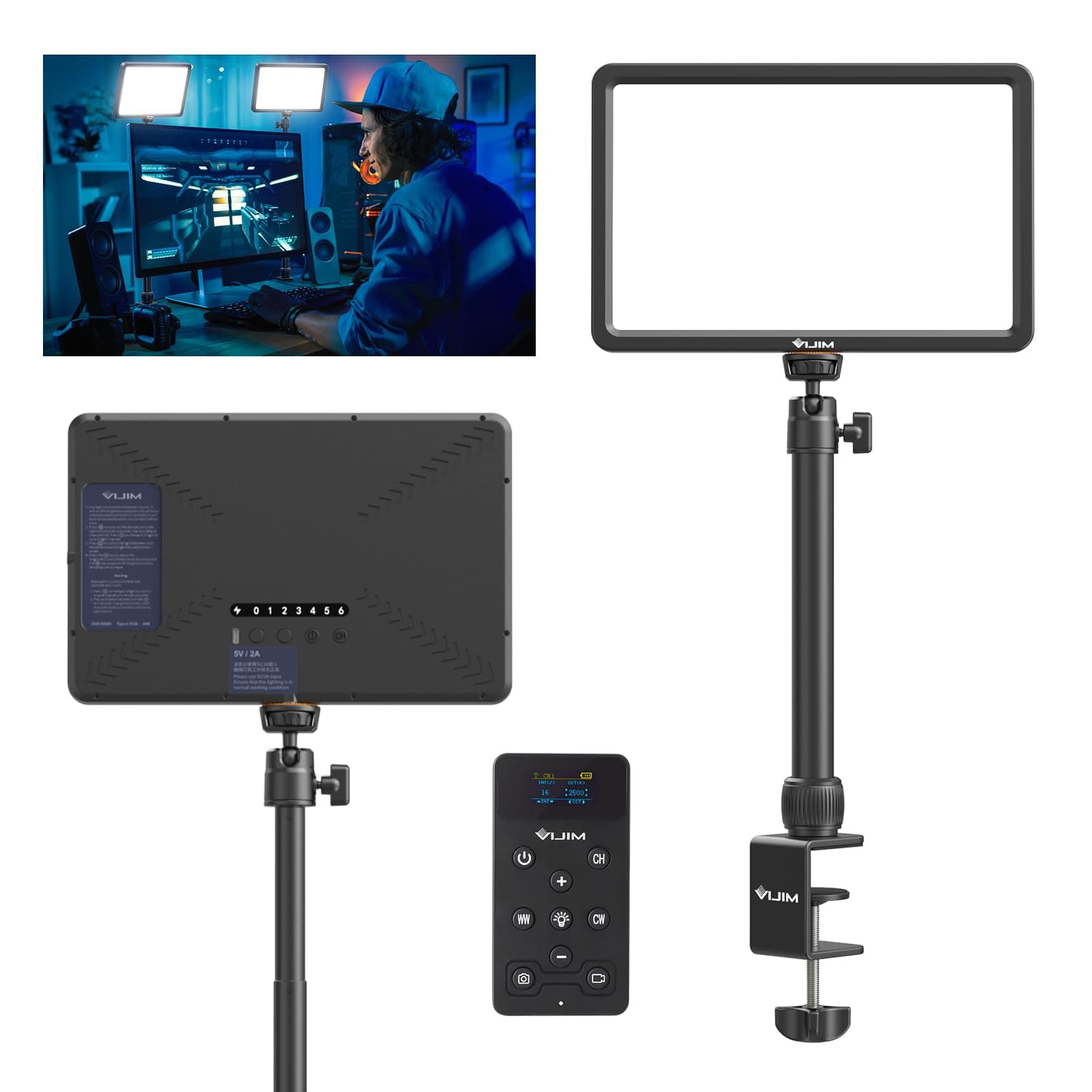 Lampe vidéo LED ULANZI K20 Key Light, Panneau LED Professionnel pour Studio avec 600 lumens et 10W, Lumière vidéo 11" dimmable (2500K-9000K), pour Youtube/Diffusion en Direct