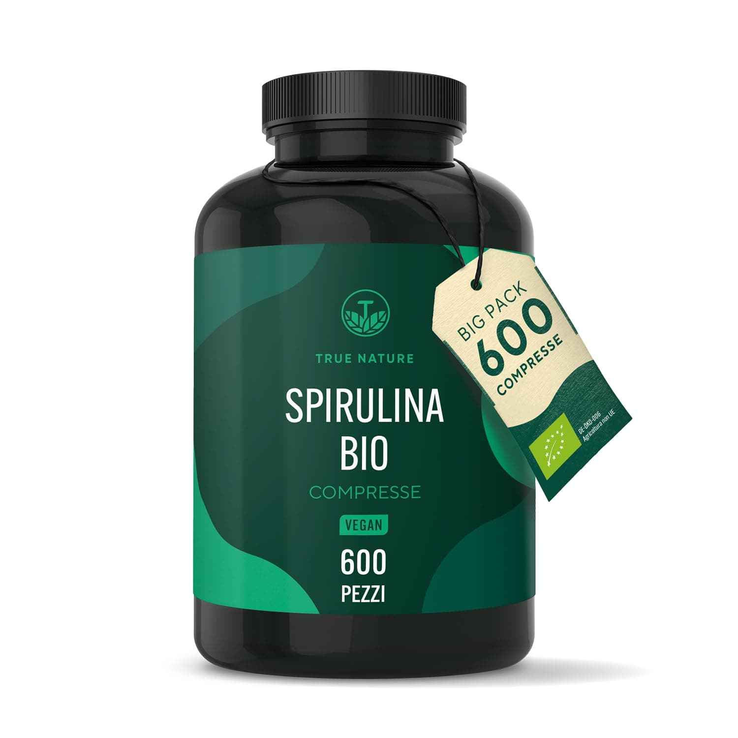 Spirulina Bio - 600 compresse 500 mg - 4000 mg dose giornaliera - Ricca di ficocianina e proteine - ultra dimagrante - Alga Spirulina pura - TRUE NATURE