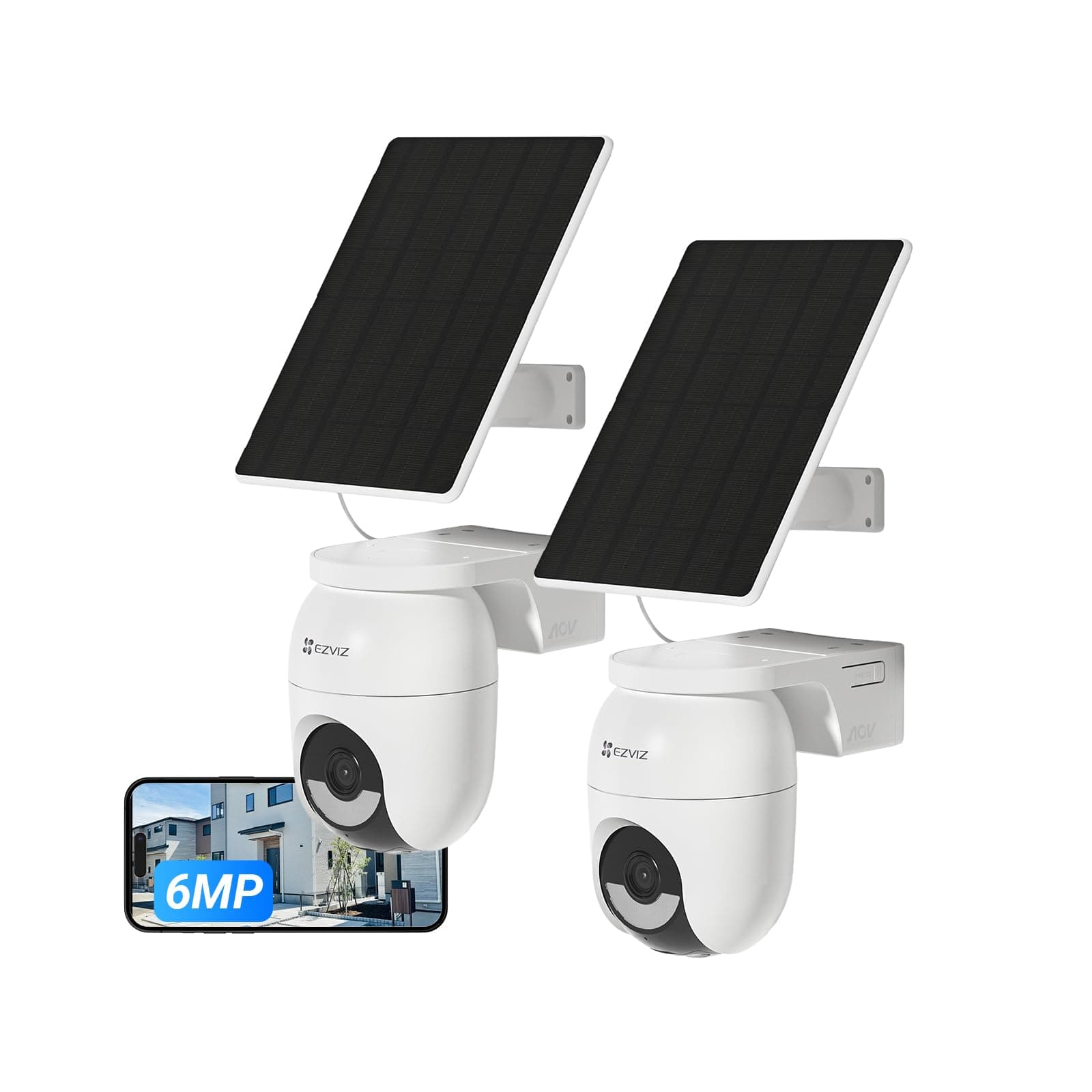 EZVIZ 3K+ Caméra Extérieure sans Fil avec Mode AOV, Caméra à Batterie PT avec Détection de Personnes et de Véhicules, Vision Nocturne Couleur & Défense Active, WiFi 6, CB8 Lite 3K+ 2PK