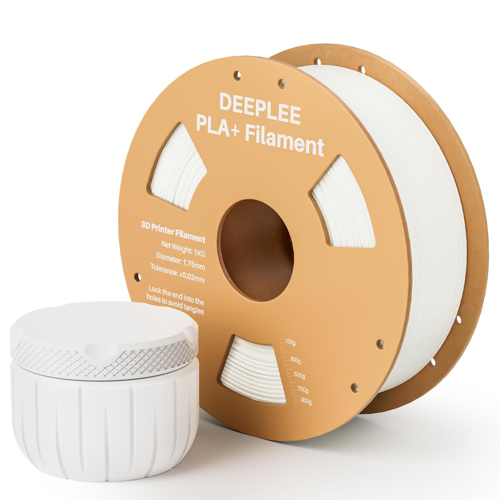 DEEPLEE Filamento PLA+ 1.75 mm, Bobina 1 kg Blanco. Mayor Resistencia y Dureza. Precisión ±0.02 mm, Sin Atascos. Compatible con FDM.