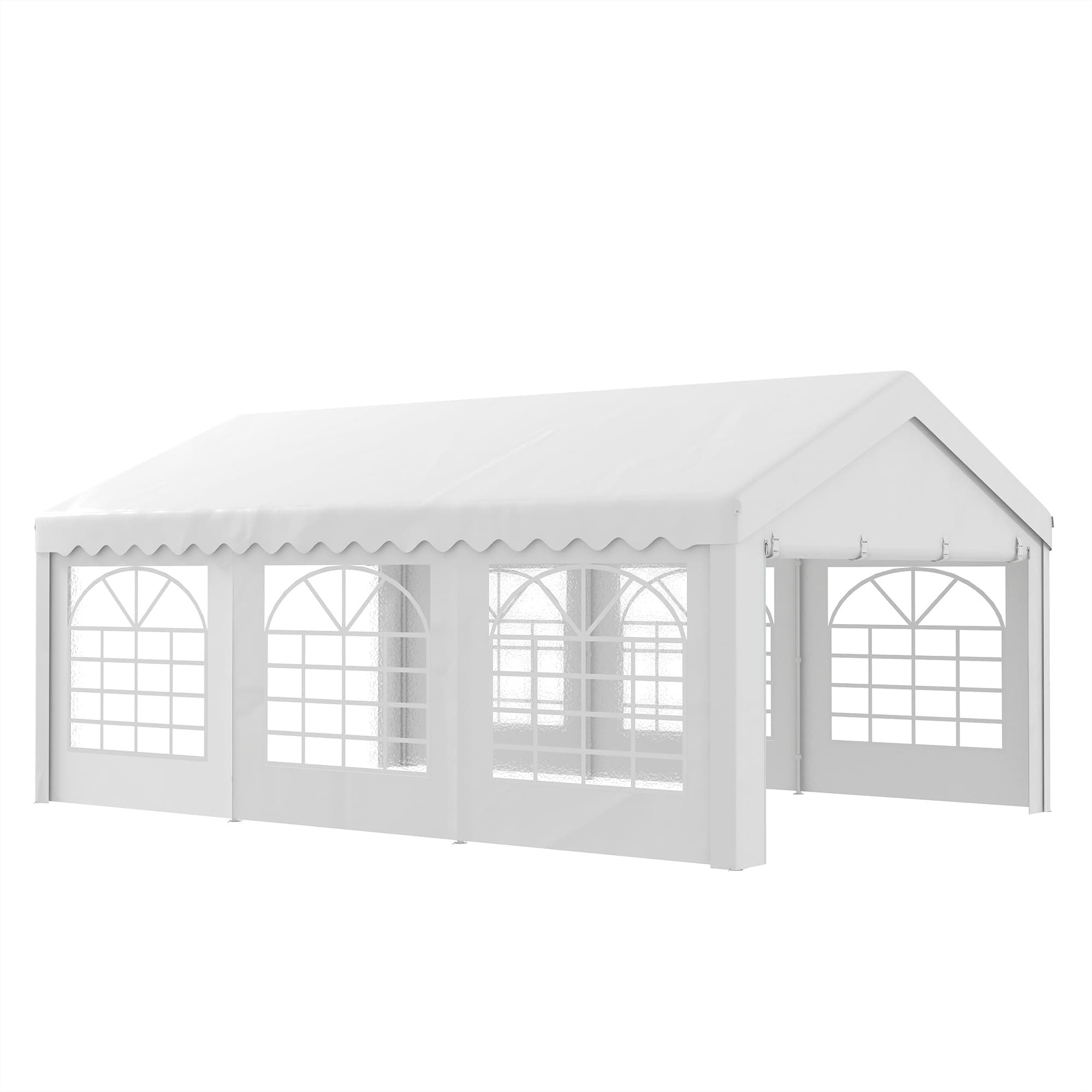Outsunny Chapiteau Barnum Tente Barnum tonnelle de réception chapiteau de Jardin 6 x 4 x 2,8 m polyéthylène 8 fenêtres et Acier galvanisé Robuste Blanc
