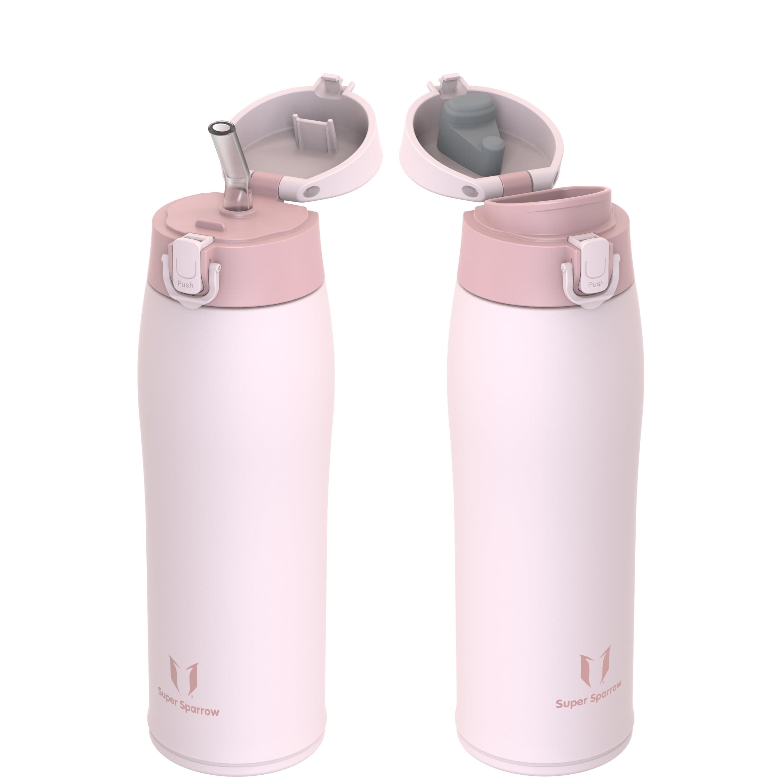 Super Sparrow Botella Agua Acero Inoxidable - Botella Termica - 350ml / 500ml / 750ml / 950ml - Termo Sin BPA, Botella de agua para niños - Incluye 2 Tapas : con Pajita y con Boquilla