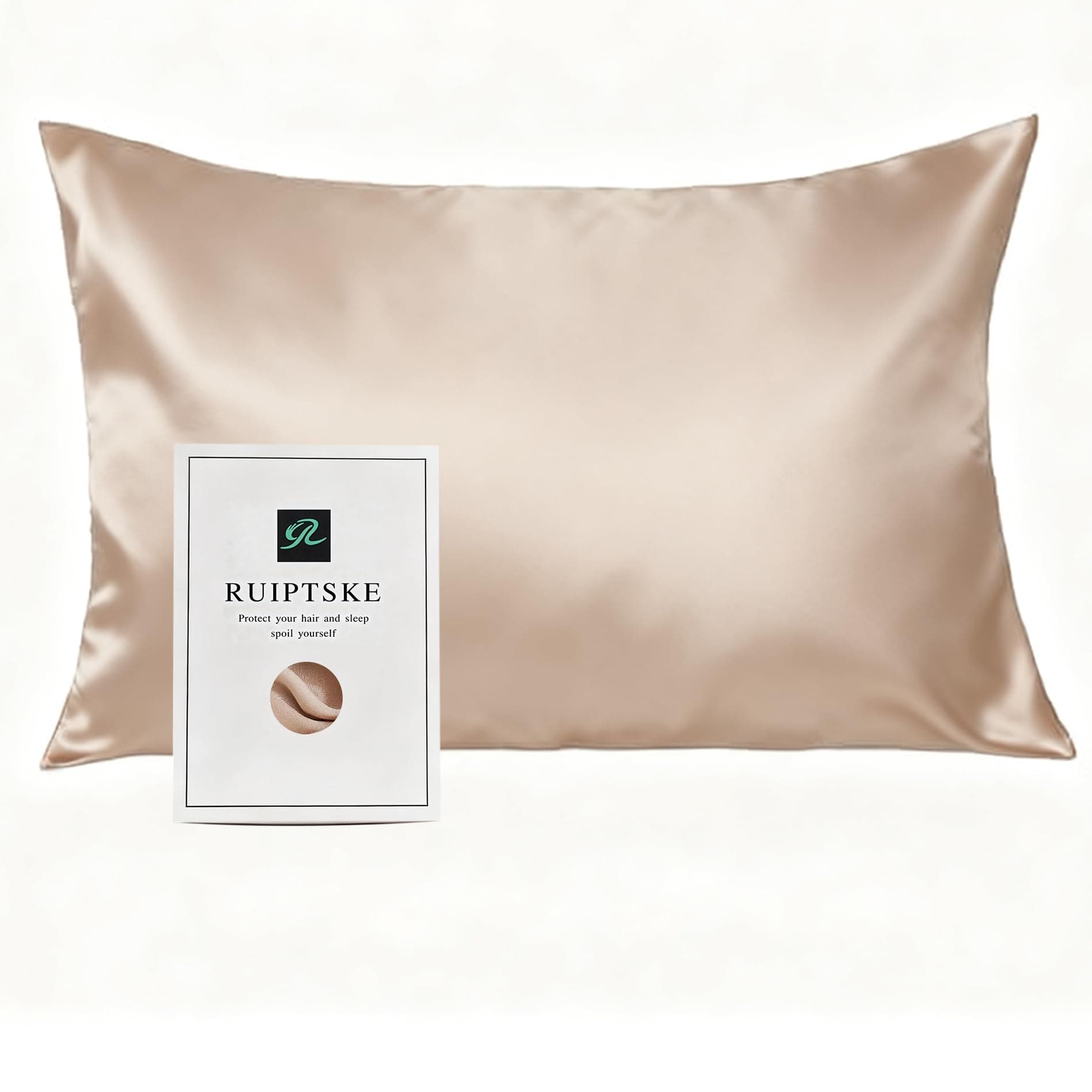 Federa in seta per cuscino 100% seta 22 momme certificata Oeko-TEX, benefici per capelli e pelle, anti età, anti acaro (luce champagne, 50 x 70 cm)