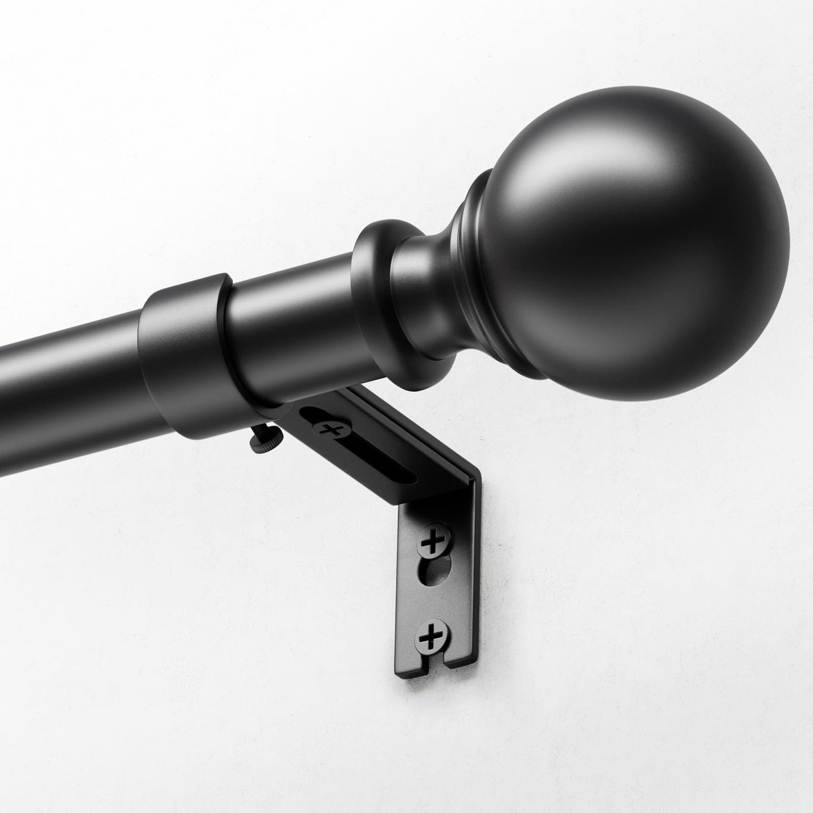 DEFYNEE Tringle à Rideaux avec Embouts Ronds, 80-183 cm Extensible, 25 mm de Diamètre, Ensemble avec Supports, pour Chambre et Salon - Noir
