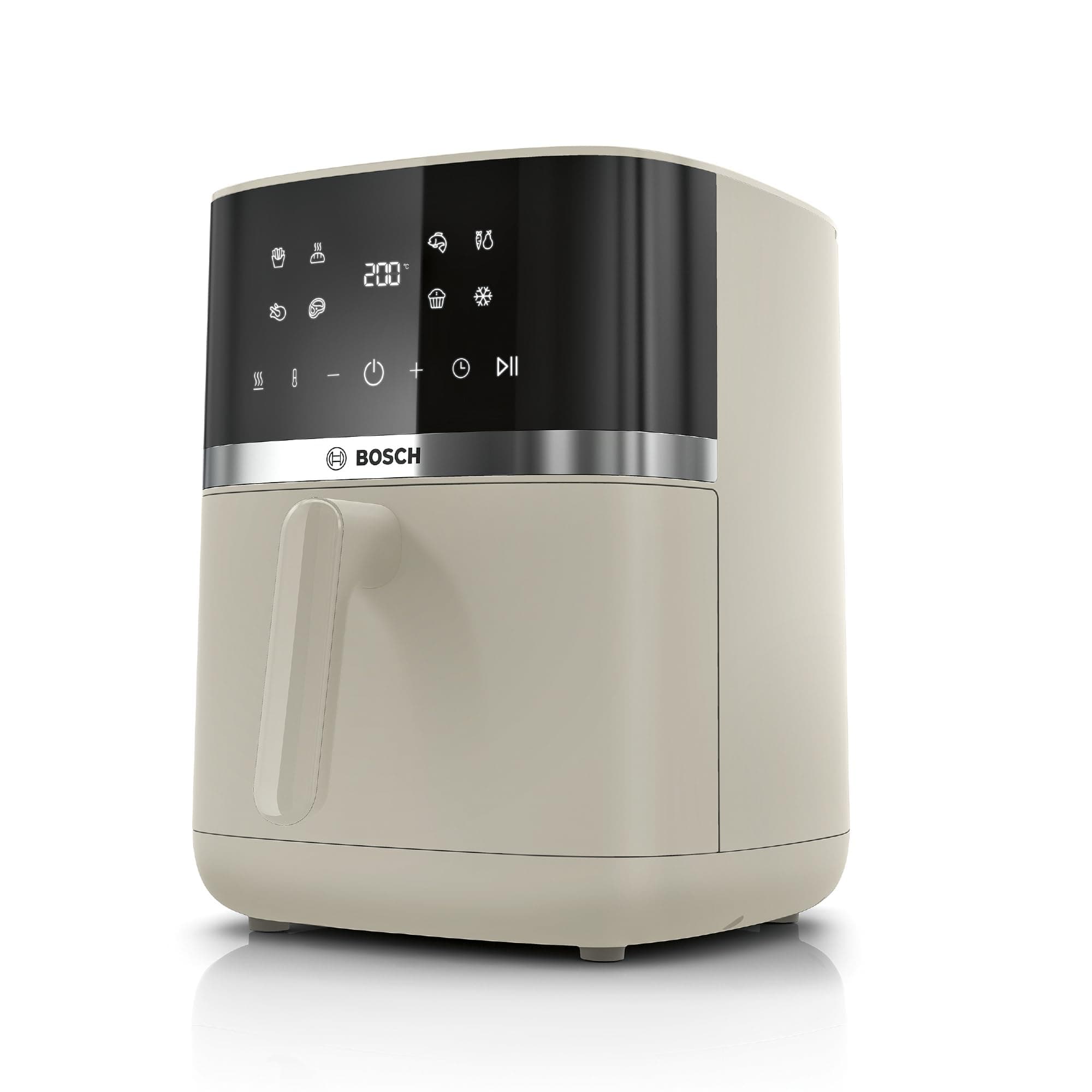 Bosch Air Fryer Série 4 XL, MAF462C0, 6,1 L, 7 programmes, double chauffage, fonctions de décongélation et de maintien au chaud, écran tactile, cuisson jusqu'à 60 % plus rapide, finition beige satiné
