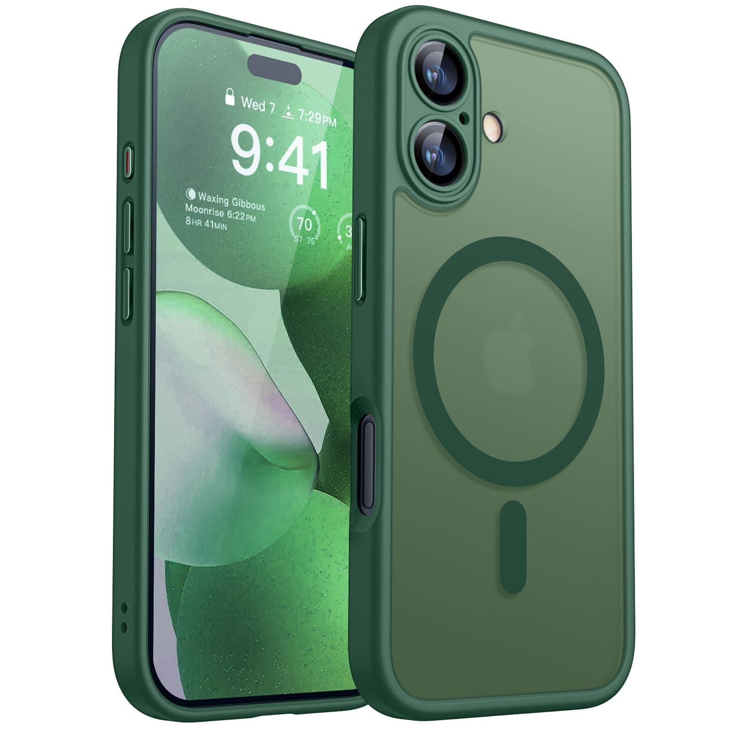 CANSHN Cover Magnetica per iPhone 17(6,3 Pollici), Compatibile con MagSafe, [Protezione Completa Della Fotocamera], Custodia Traslucida Opaca Protettiva Sottile Antiurto,Verde Profondo