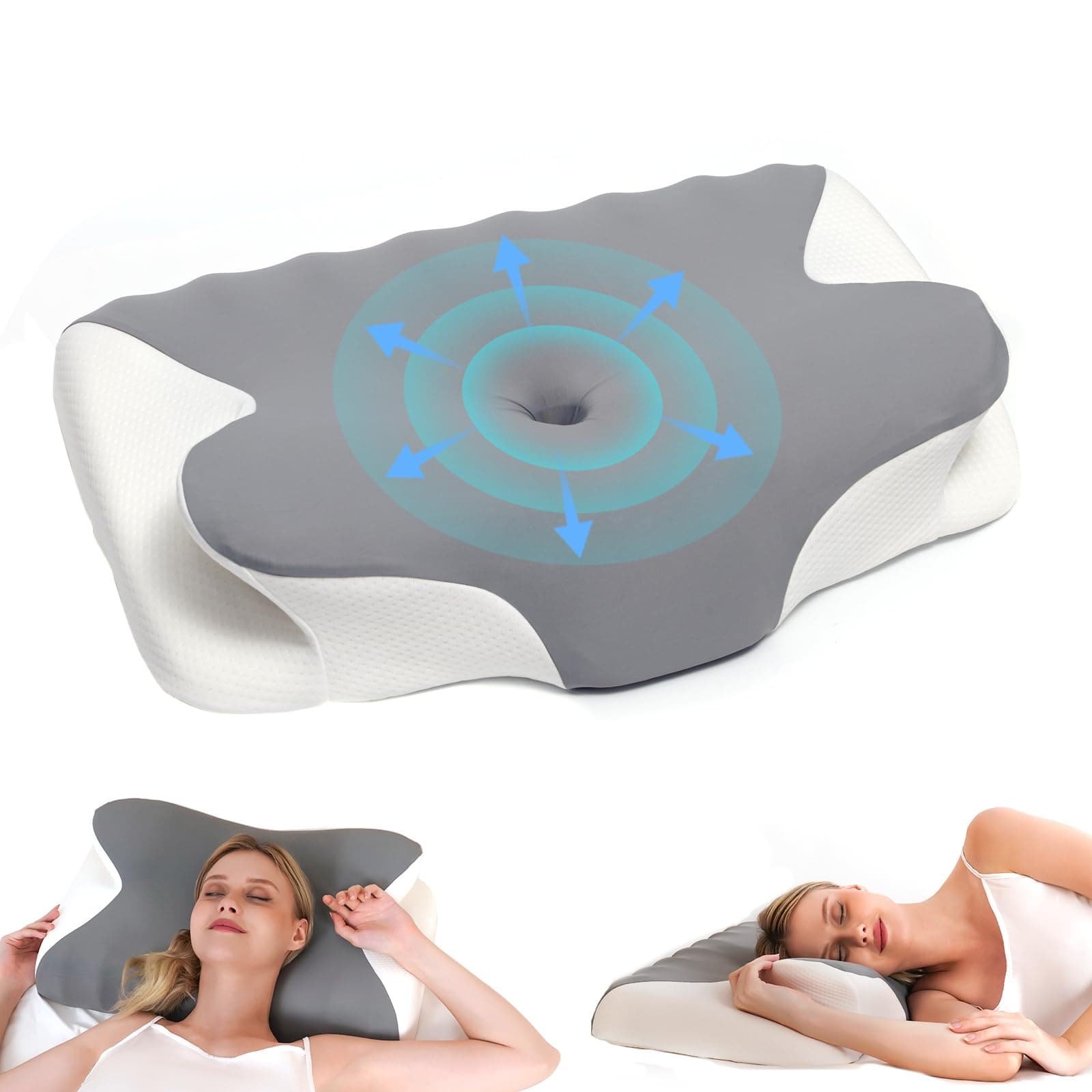 Almohada Cervicales y Cuello | Almohada cervical para cuello y hombros | 2 alturas diferentes Tamaño:60x41x9/12cm | Adecuada para diferentes posturas al dormir | Relajación y Alivio del Estrés