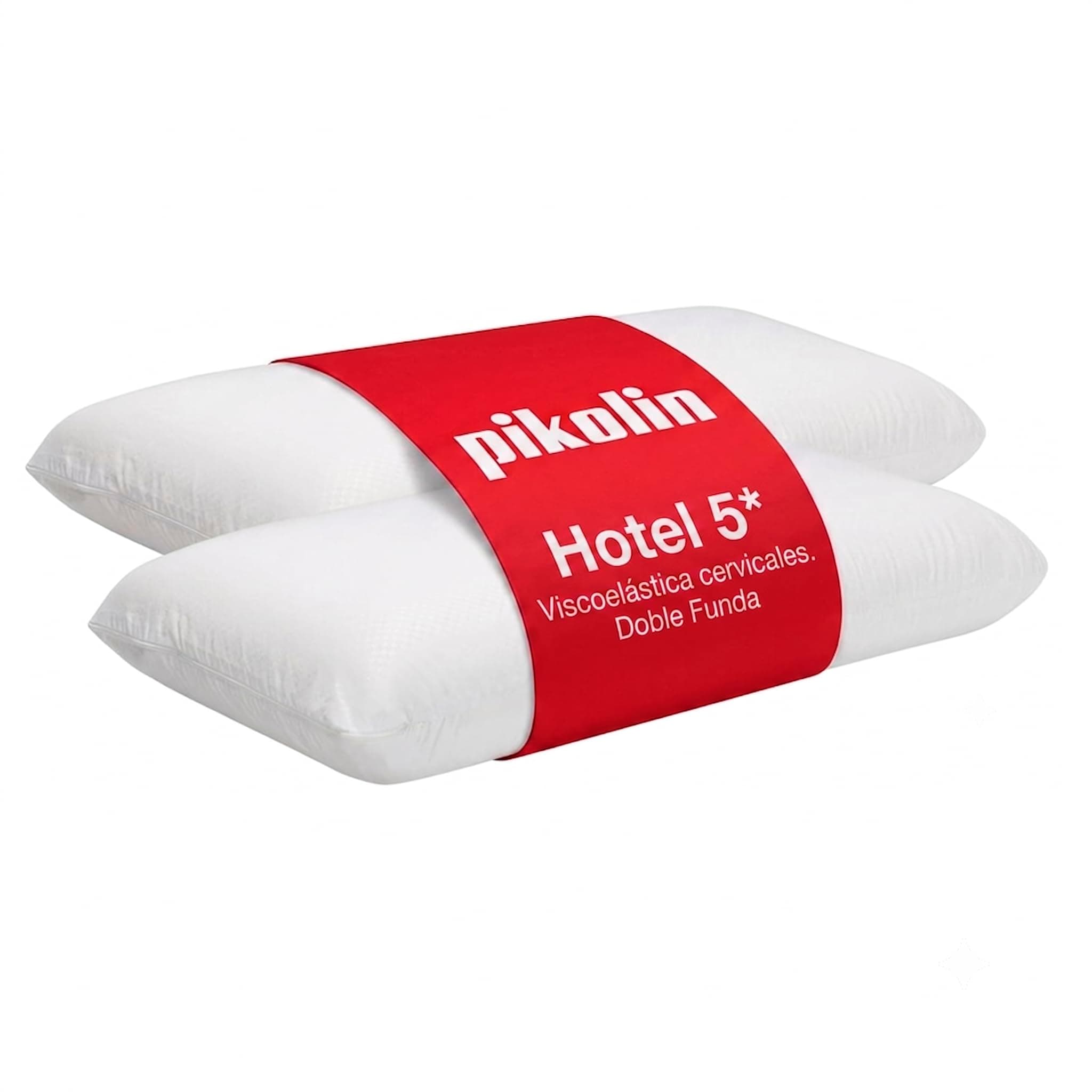 PIKOLIN Pack 2 Almohadas Hotel Viscoelásticas 70cm Doble Funda | Pack 2 unidades | Memory Foam viscoelástico | Firmeza alta 11cm | Doble funda cremallera | Oeko-Tex