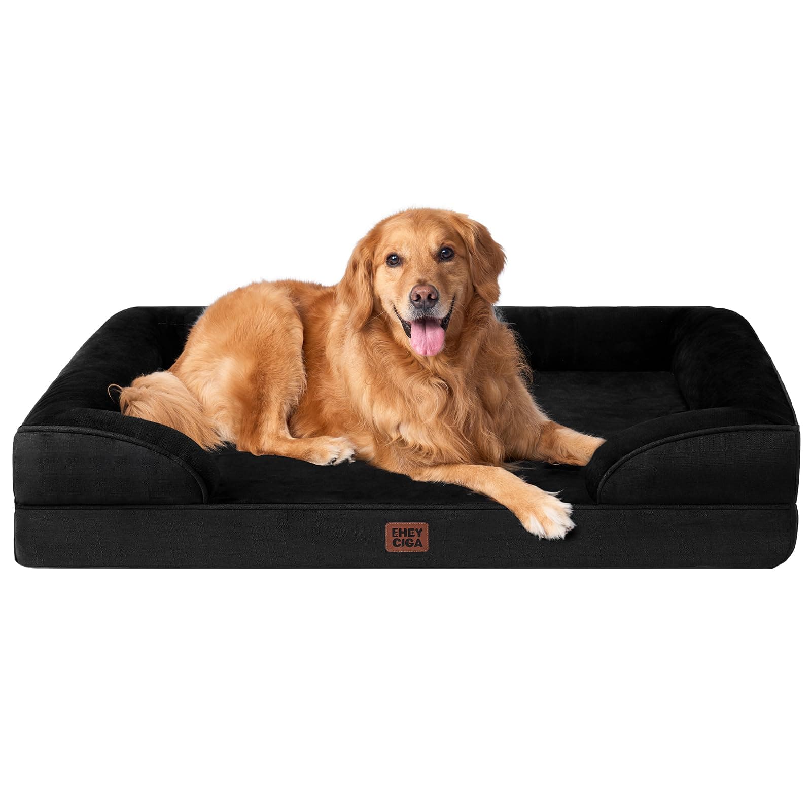EHEYCIGA Cama Perro Extra Grande 112x81x16cm, Colchon Perro Impermeable Lavable con Espuma Viscoelástica, Sofá Perro Ortopedica Desmontable, Negro
