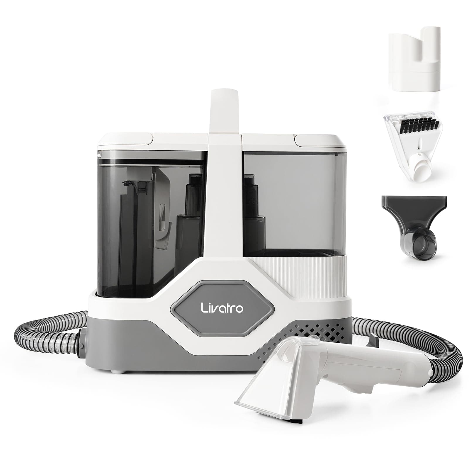 Livatro Shampouineuse Nettoyeur Canapé Tissu, 600W 16KPa Injecteur Extracteur, Fonction Autonettoyante, Réservoir 2,3 L, Compact et Portable, Shampouineuse Canape pour Tapis, Moquettes, Meubles, Auto