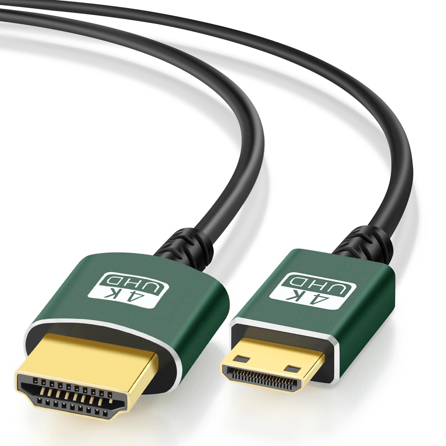 Thsucords Cable Mini HDMI a HDMI Ultra Fino 0.3M, Flexible y Delgado Cable HDMI Mini soporta 3D 4K@60Hz 18gbps/1080p Para Nikon/Canon/Cámaras/Computadoras Portátiles/Tableta