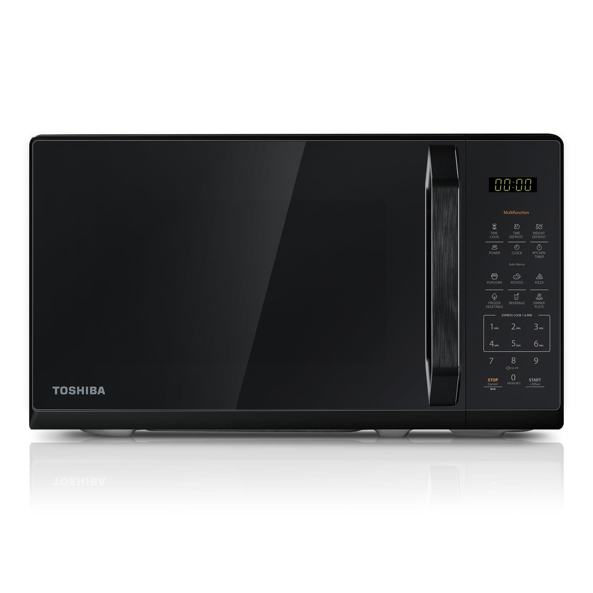 TOSHIBA Multifunktionale Mikrowelle in spiegelndem Schwarz|20 Liter|800W|Digitale Solo-Klein Mikrowelle mit 11 Leistungsstufen|6 Automatikprogrammen|Express-Kochfunktion|Auftauen|MW3-EM20PE(BM)