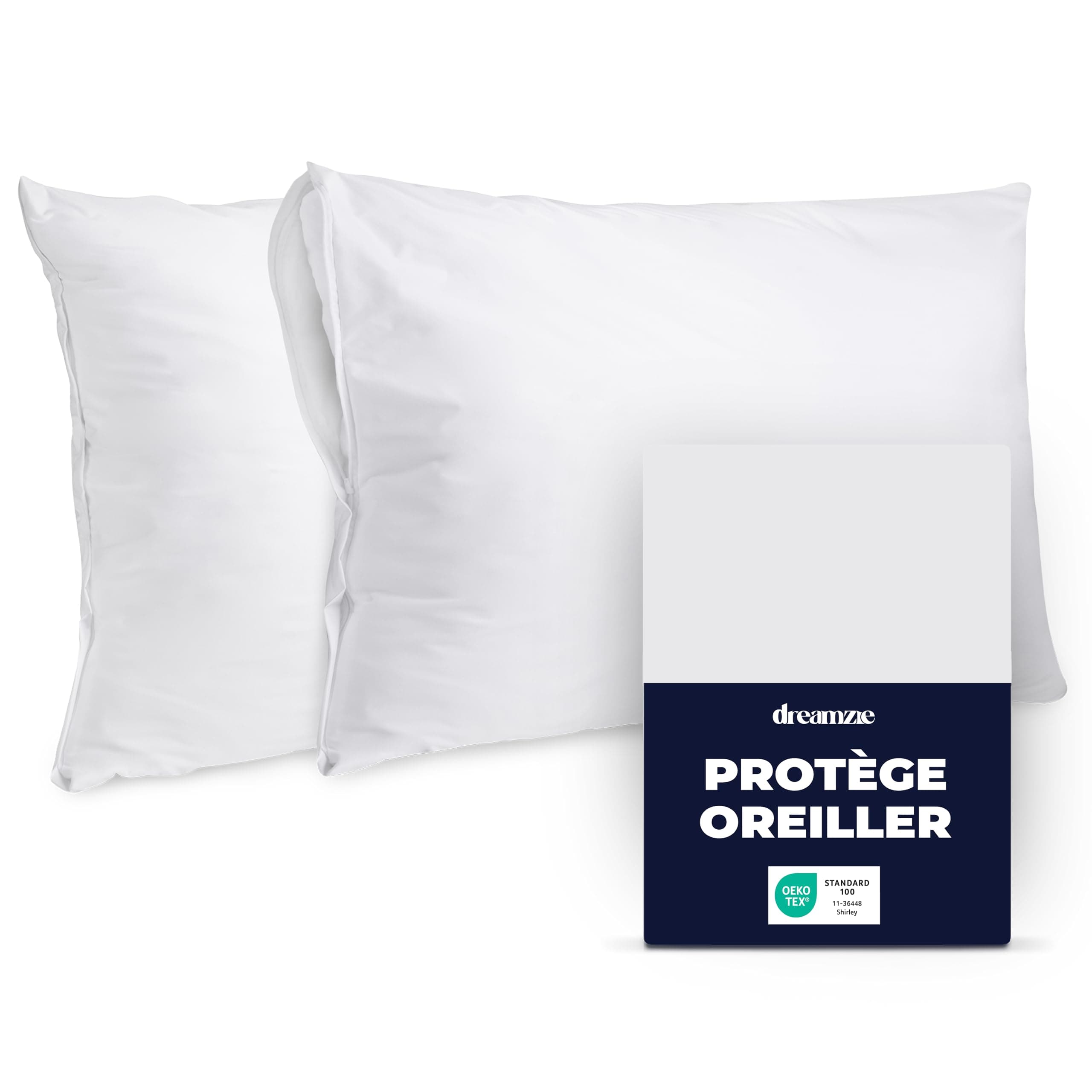 Dreamzie Protege Oreiller 60x60 cm - Lot de 2 Housses Imperméables | Anti-Acariens | Lavable à 90°C | Oeko-Tex | pour Peaux Sensibles