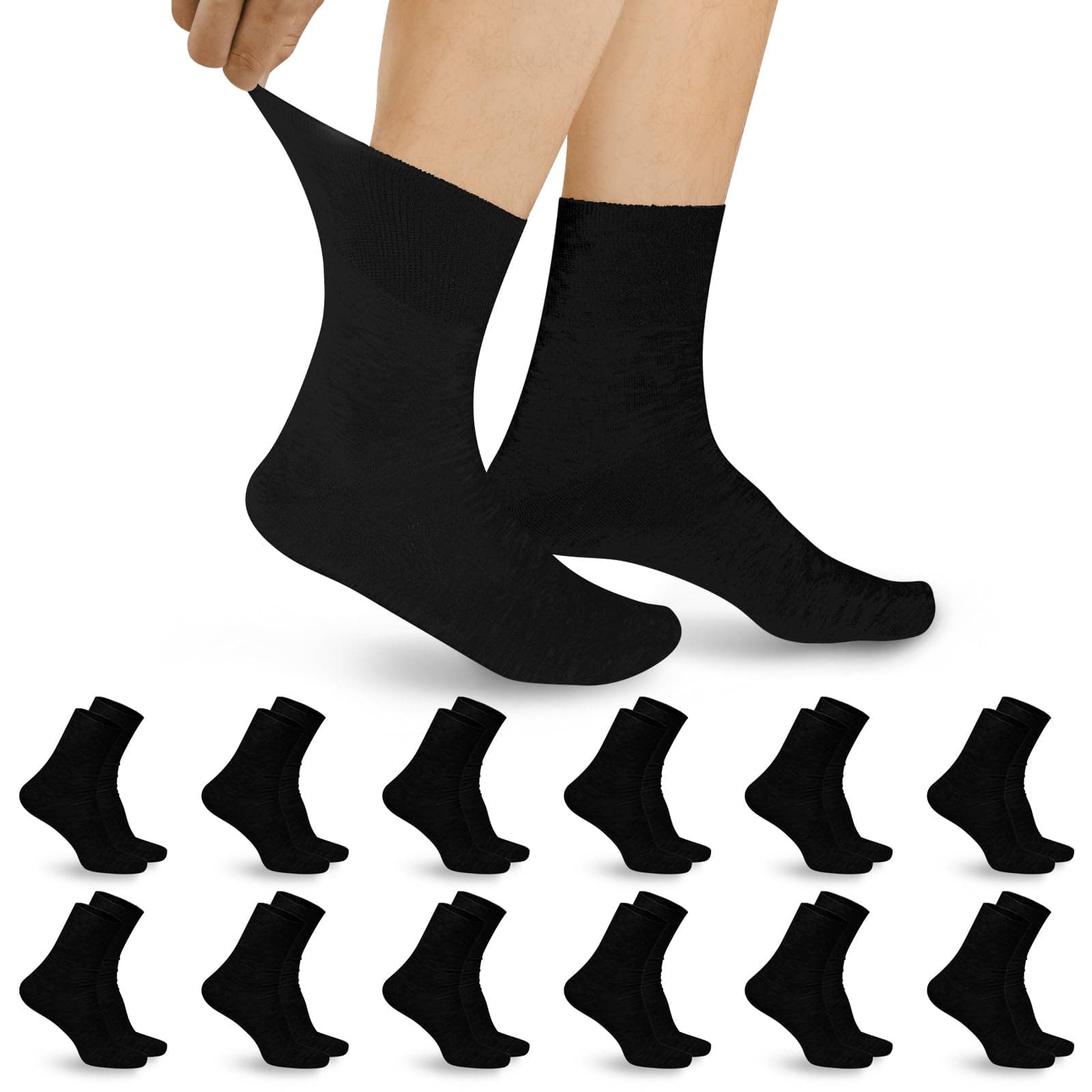Aomig Calcetines Diabéticos para Hombre y Mujer - 6 Pares Sin Costuras, Sin Goma, Finos de Algodón para Verano
