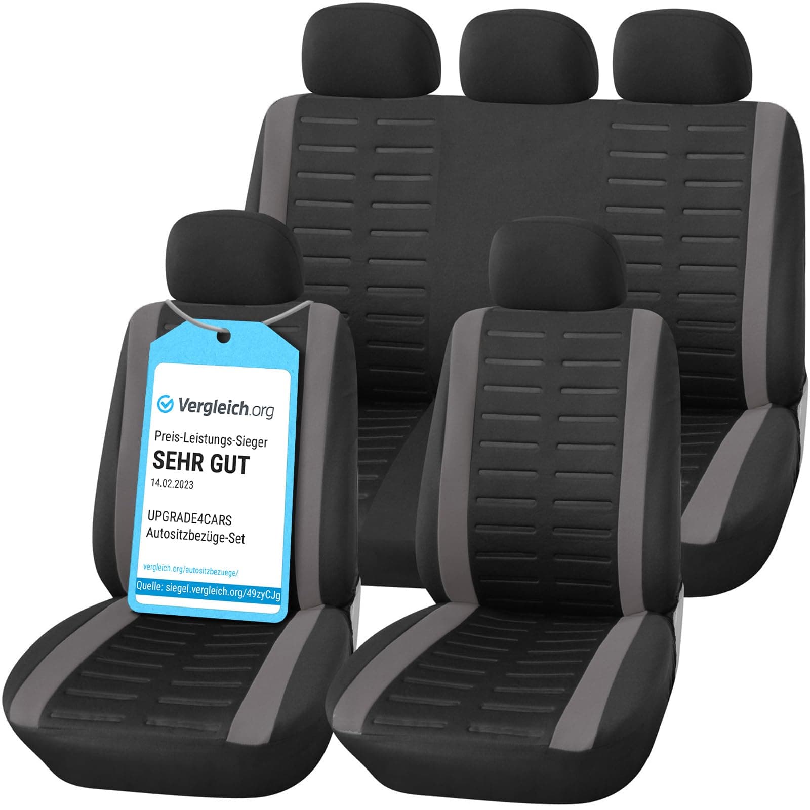 Upgrade4cars Fundas Asientos Coche Universales Negro Gris | Cubre Universal | Protector de Asiento Delantero para Delantero y Trasero | Accesorios Interior Decoracion