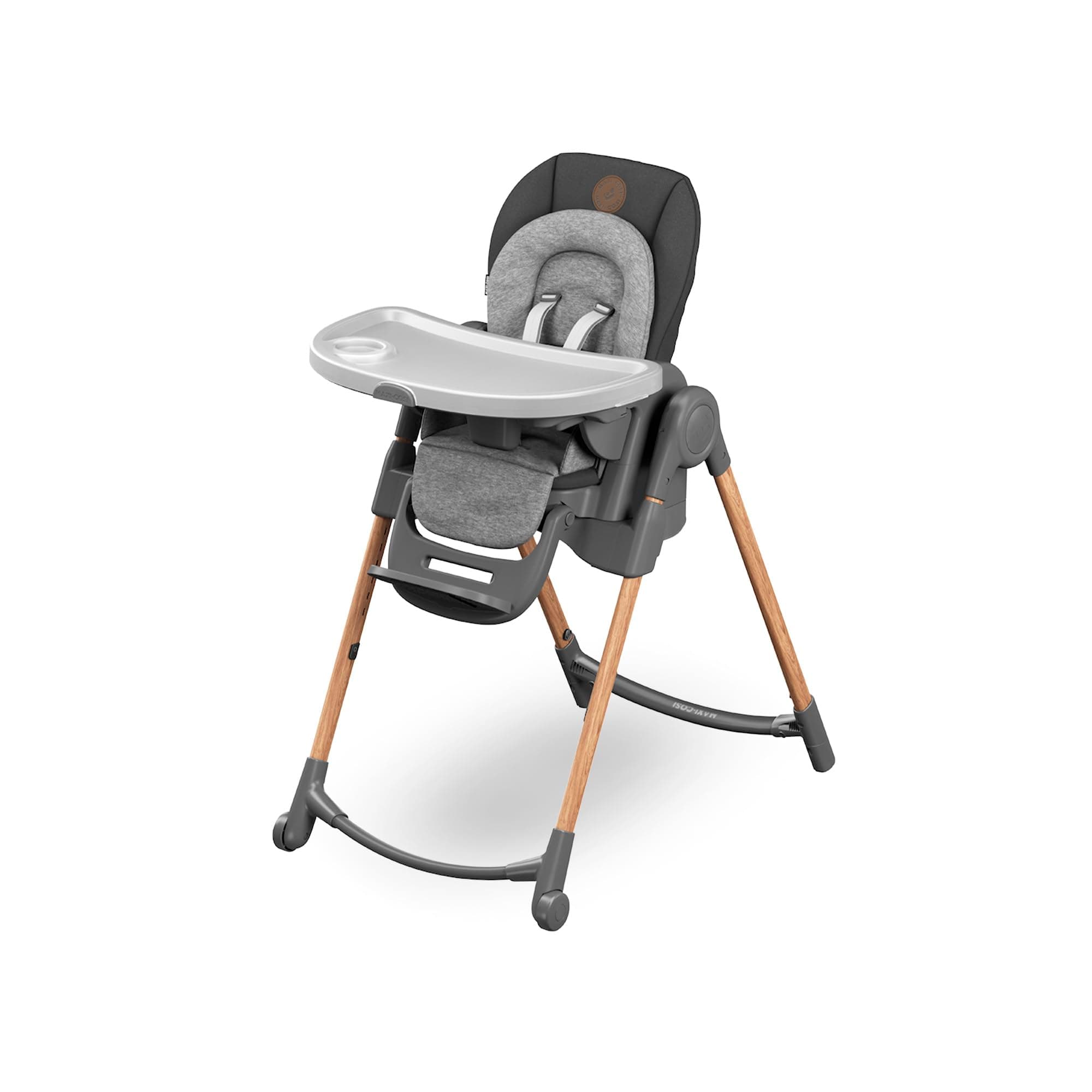 Maxi-Cosi Minla Chaise Haute Bébé Evolutive, 0 - 14 ans, 60 kg max, Chaise Haute Bébé, 9 Hauteurs Réglables, 5 Différentes Inclinaisons, 4 Positions de Plateau, Pliage compact, Essential Graphite