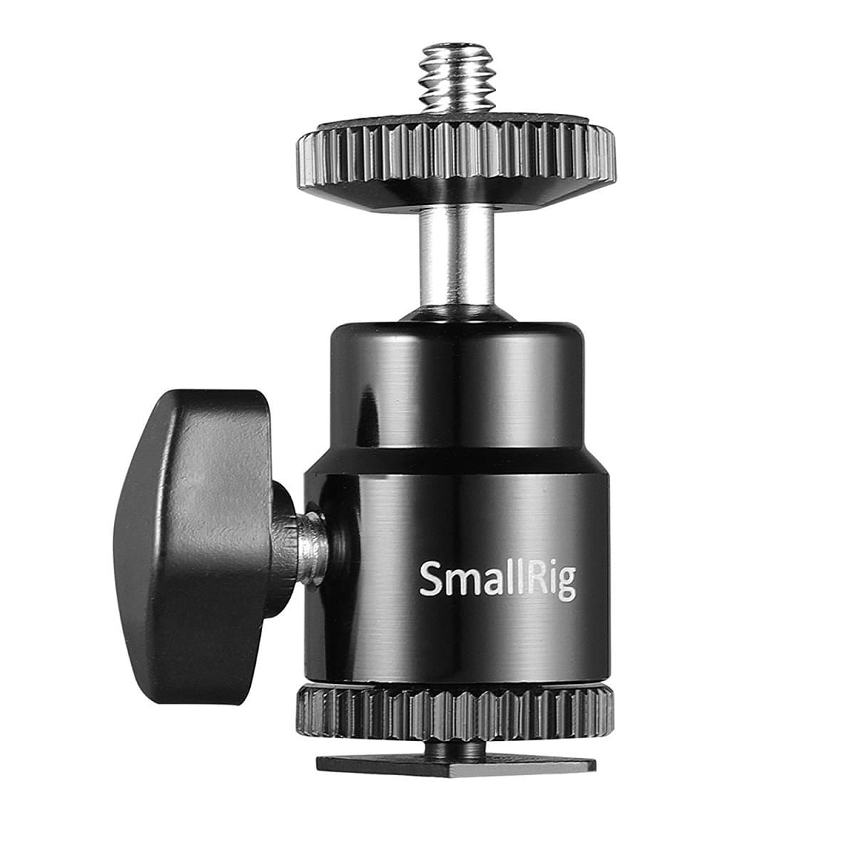 SMALLRIG Mini Stativkopf Kugelkopf,Kugelgelenk mit 1/4 Blitzschuhadapter, 360° Drehbar Ball Head mit Hot Shoe Apdater zum LCD Monitor, Mikrofon, LED Licht - 761
