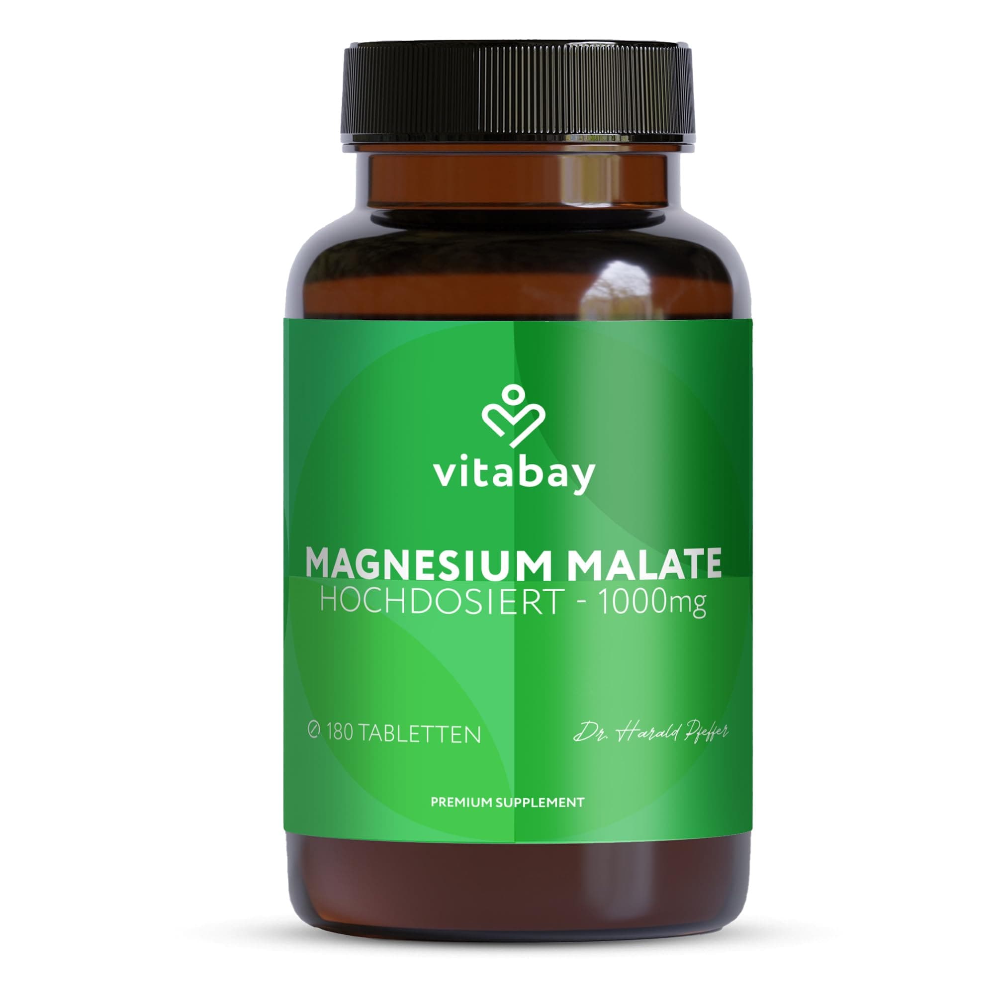 Vitabay Magnesium Malat 1000 mg – 180 Vegane Tabletten – hochdosiert - Für Energiestoffwechsel, Müdigkeit & Muskelfunktion – Laborgeprüft in Deutschland und ohne Zusatzstoffe – Vorrat für 6 Monate