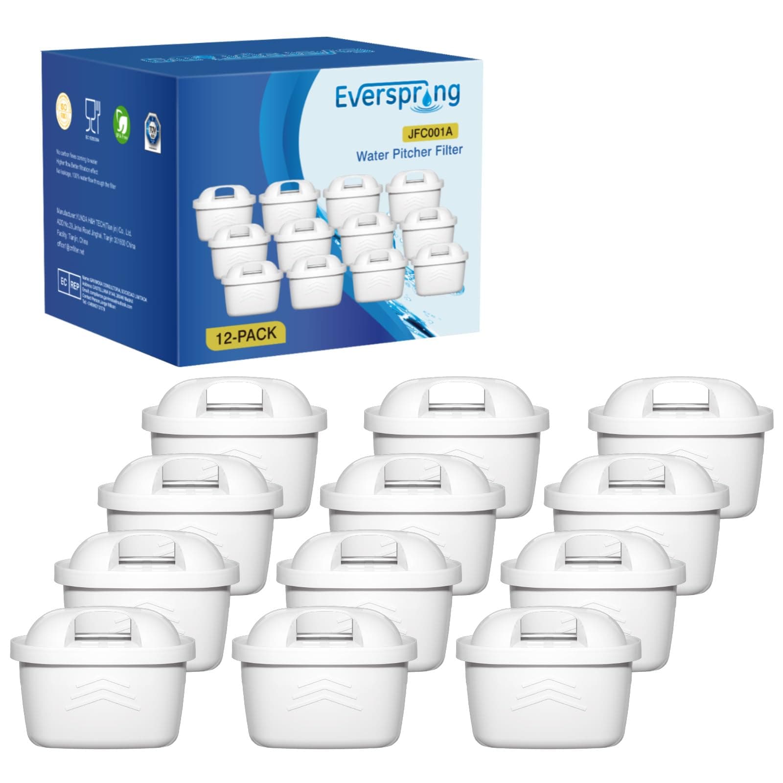EVERSPRING Filtro per bollitore Compatibile Con Brita Maxtra+, Maxtra Plus, Mavea, Anna Duomax, 12 pezzi