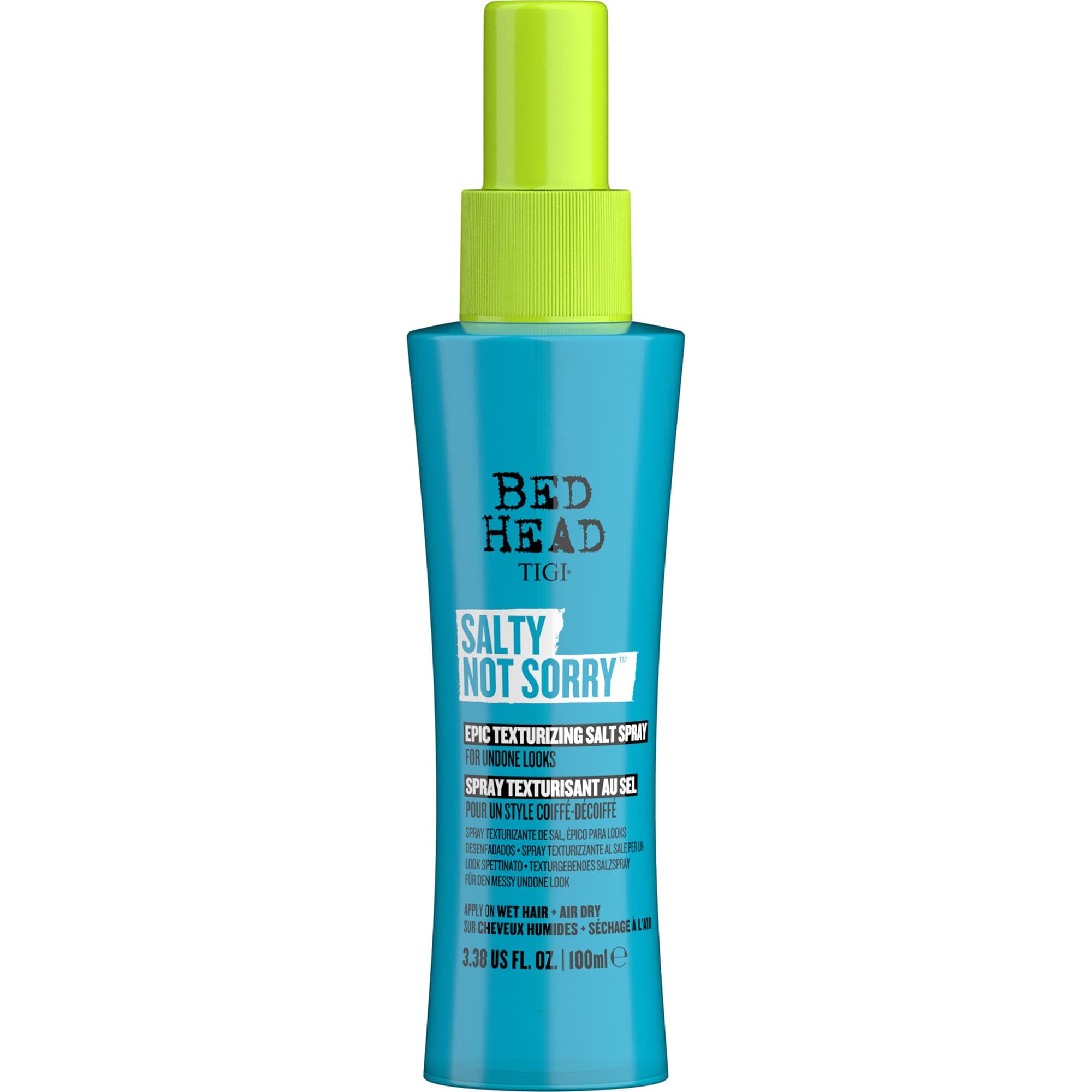Bed Head by TIGI Salty Not Sorry Hair Texturising Salt Spray, Spray salino texturizzante per onde effetto spiaggia e look spettinati, controllo del crespo e tenuta flessibile, 100 ml