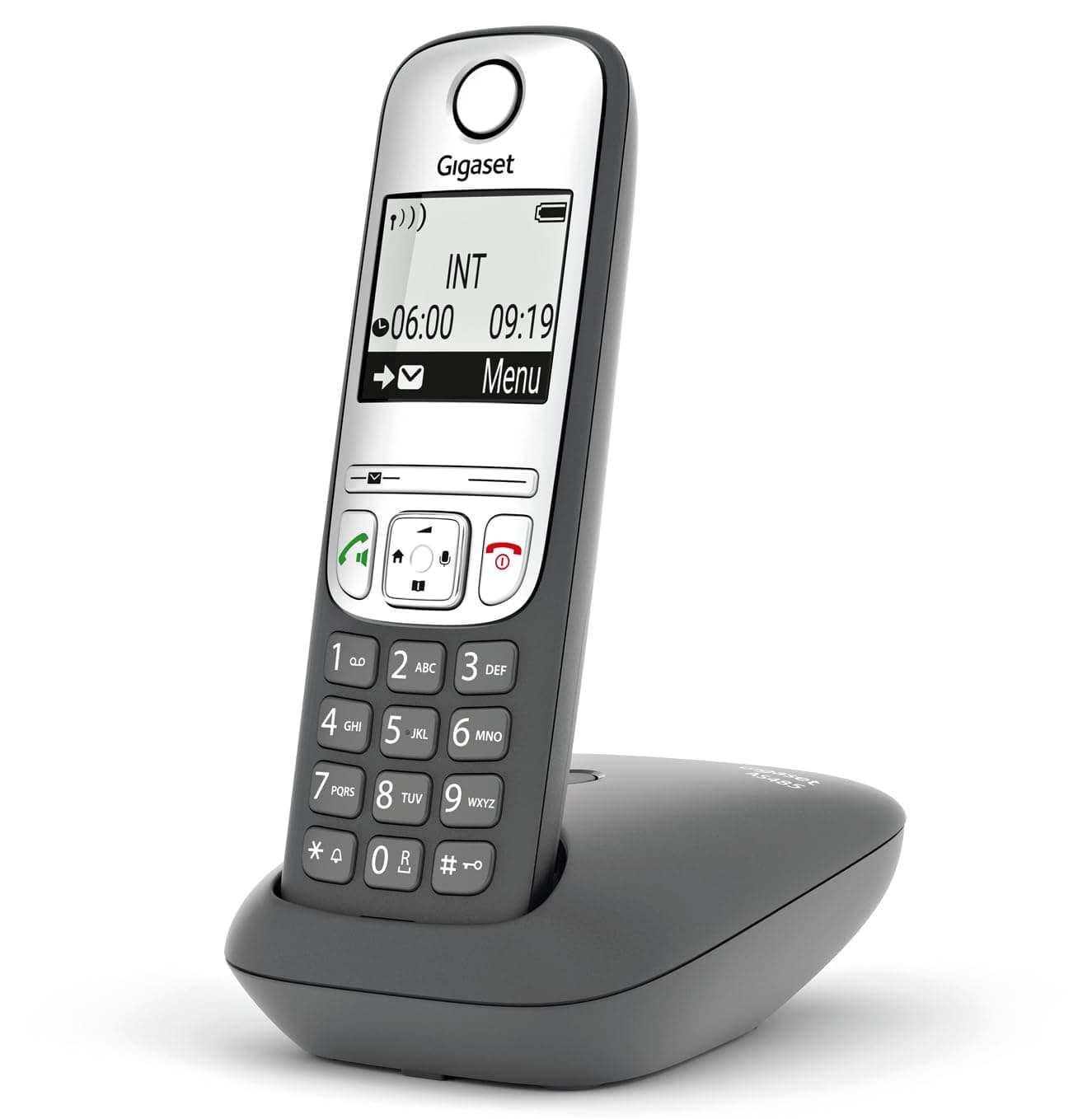 Gigaset AS485 - Telefono Cordless - Vivavoce - Numeri grandi sul display - Tastiera Illuminata - Risparmio energetico, Grigio Antracite [Versione Italiana]