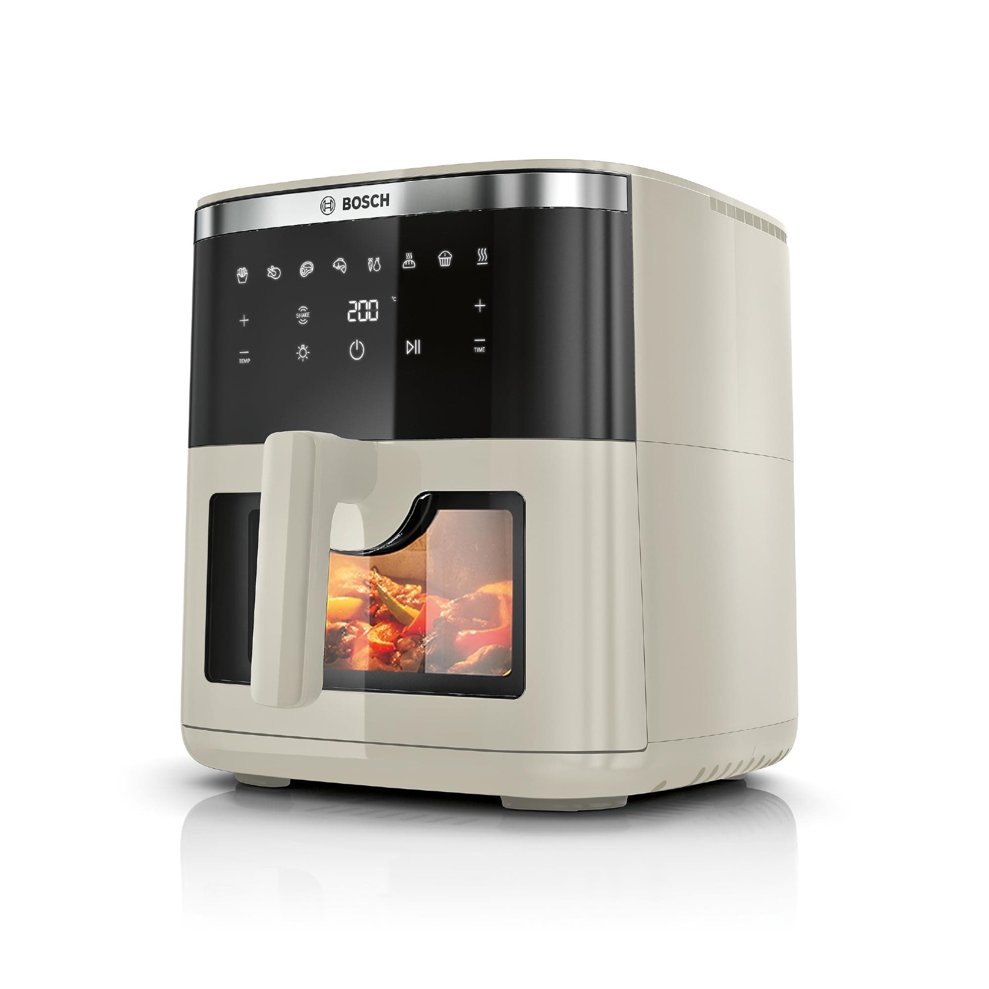 Bosch Air Fryer Série 6 XXL, MAF671C0, capacité de 7,2 L, 7 programmes prédéfinis, vitre de cuisson éclairée, cuisson jusqu'à 65%* plus rapide, beige satiné