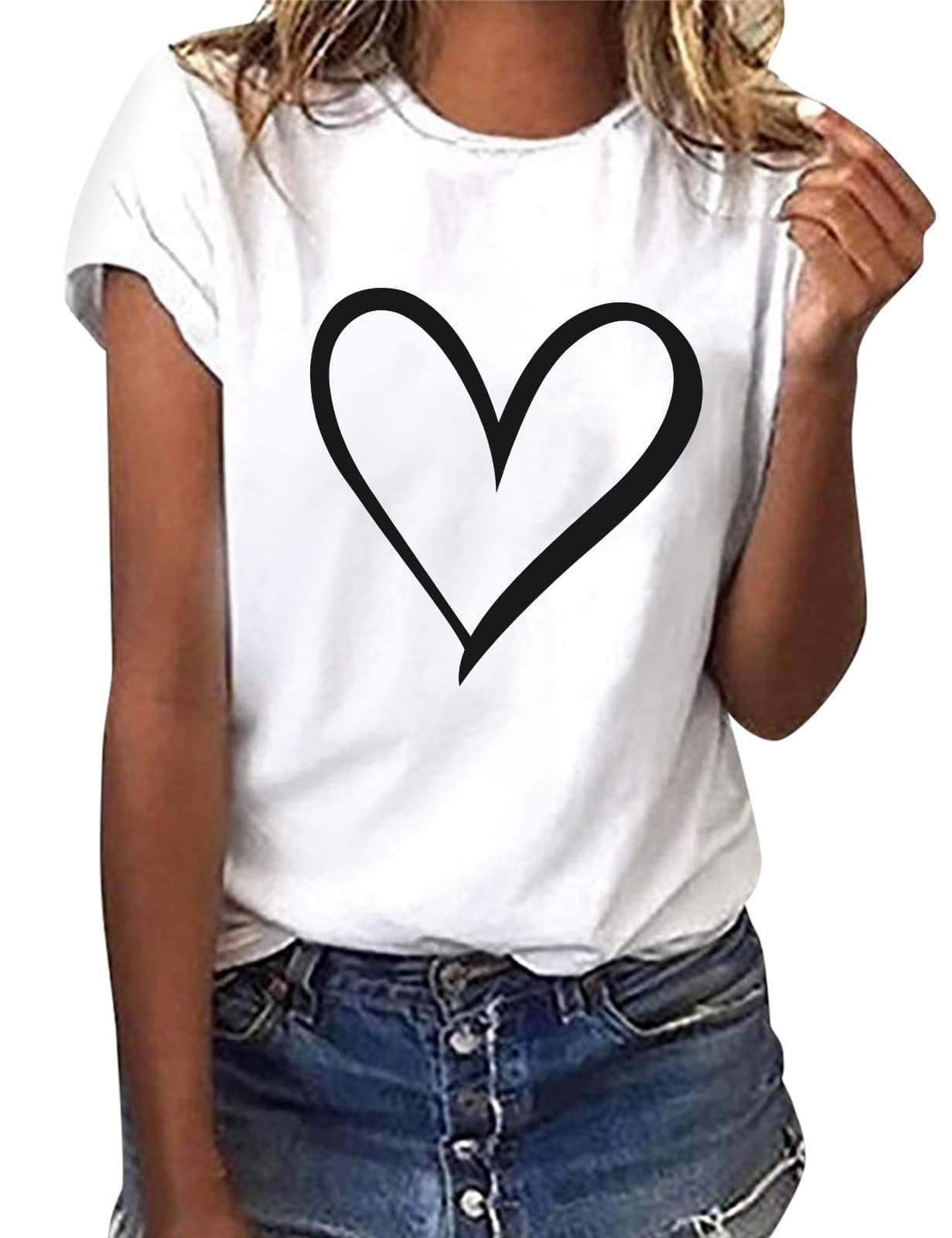 heekpek T Shirt Donna Manica Corta Bianca Cotone Maglietta Manica Corta Donna Casual Girocollo Stampa Estiva Base Tee Bluse