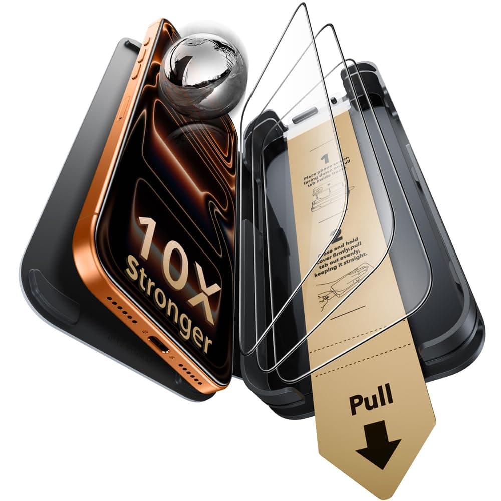 ESR für iPhone 17 Pro für Panzerglas von Corning [3 Sekunden Schnellinstallation], 9H+ Glas Displayschutz Militärstandard Bruchsicher Extrem Robust mit einfacher Befestigung, 3 Stück