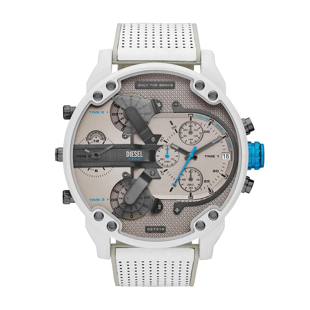 Diesel Mr. Daddy Reloj para Hombre, Movimiento multifunción de Cuarzo con Correa de Piel, sintética o Silicona