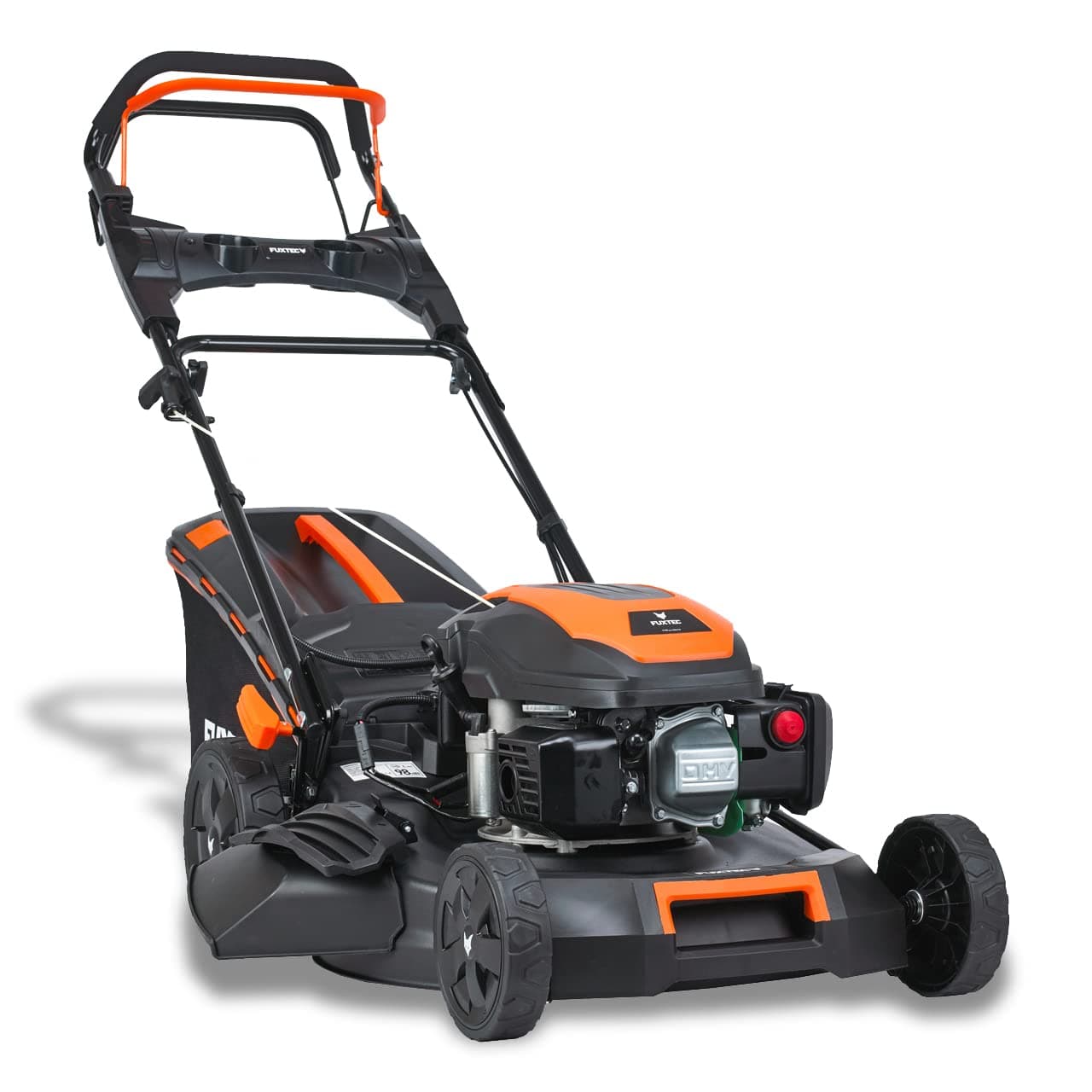 FUXTEC Tagliaerba a scoppio semovente RM5170eS 4in1-4 CV,Tosaerba a benzina 4 tempi trazionato avviamento elettrico,Larghezza di taglio 51cm - cesto raccoglierba 60L,mulching scarico laterale