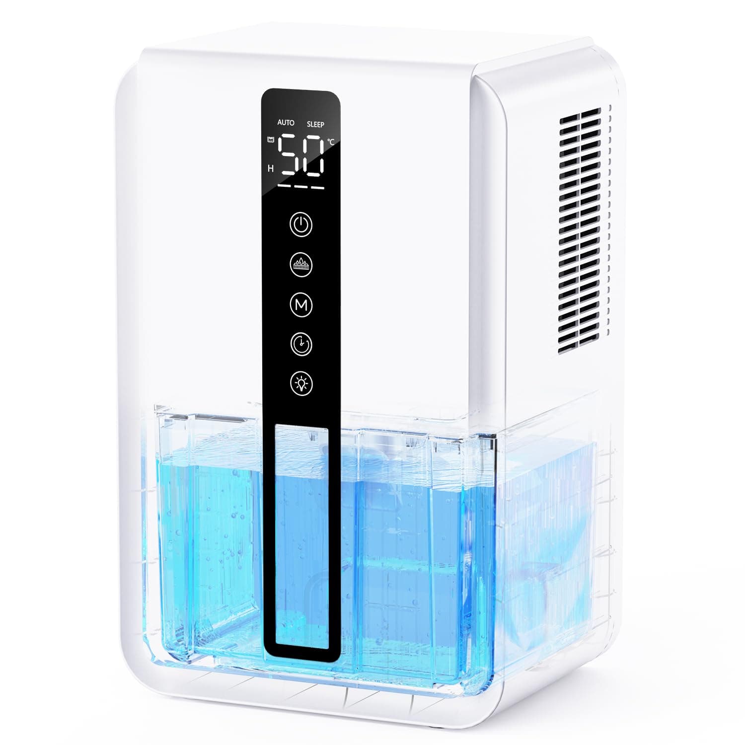 Deumidificatore Casa con 2500ml, Deumidificatore Casa Muffa Controllo Umidità & Modalità Sonno & 3 Velocità, Timer 6 a 48 Ore, Comando Touch e Luci RGB e Protezione Antitraboccamento (800 ml/Giorno)