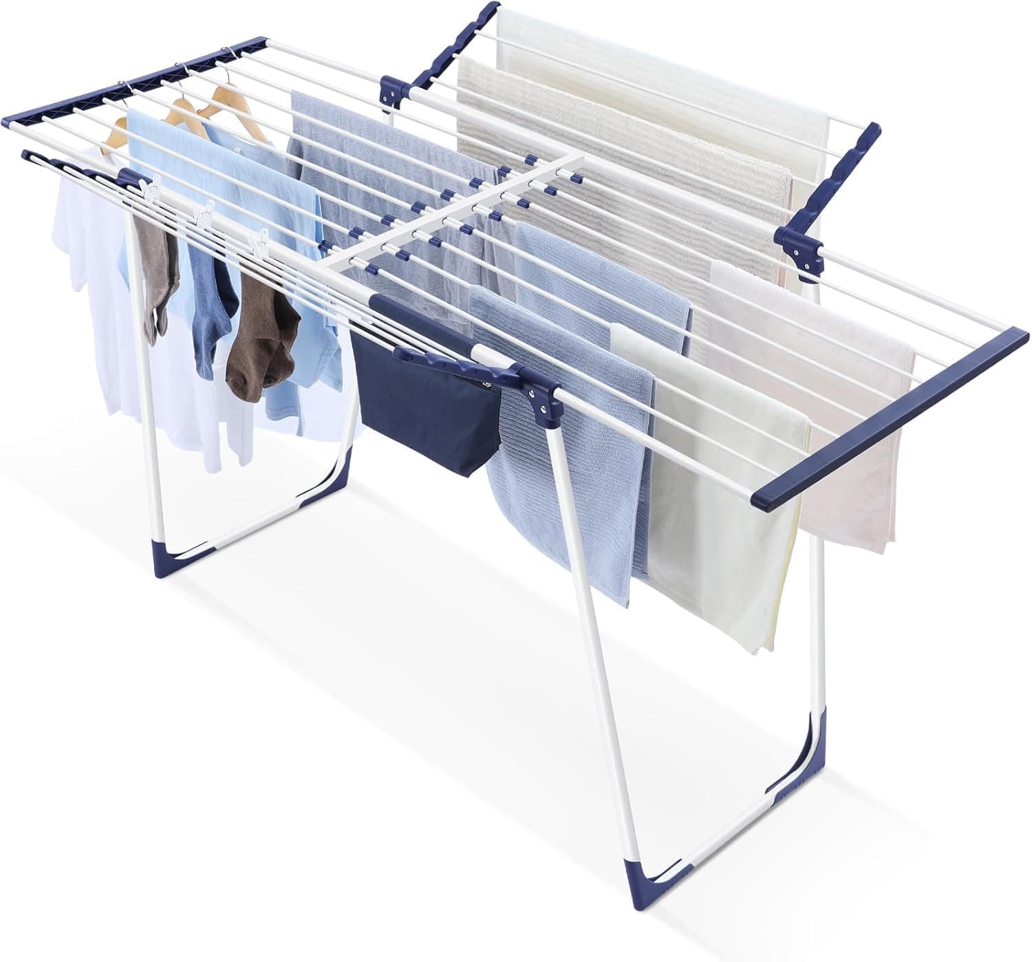 SYKIARIOL Étendoir à Linge Pliable et Extensible 190 - Surface de Séchage XXL 22 m - Structure Extra Stable pour Intérieur & Extérieur (Tancarville) - Inclut 10 Pinces et Sac de Rangement