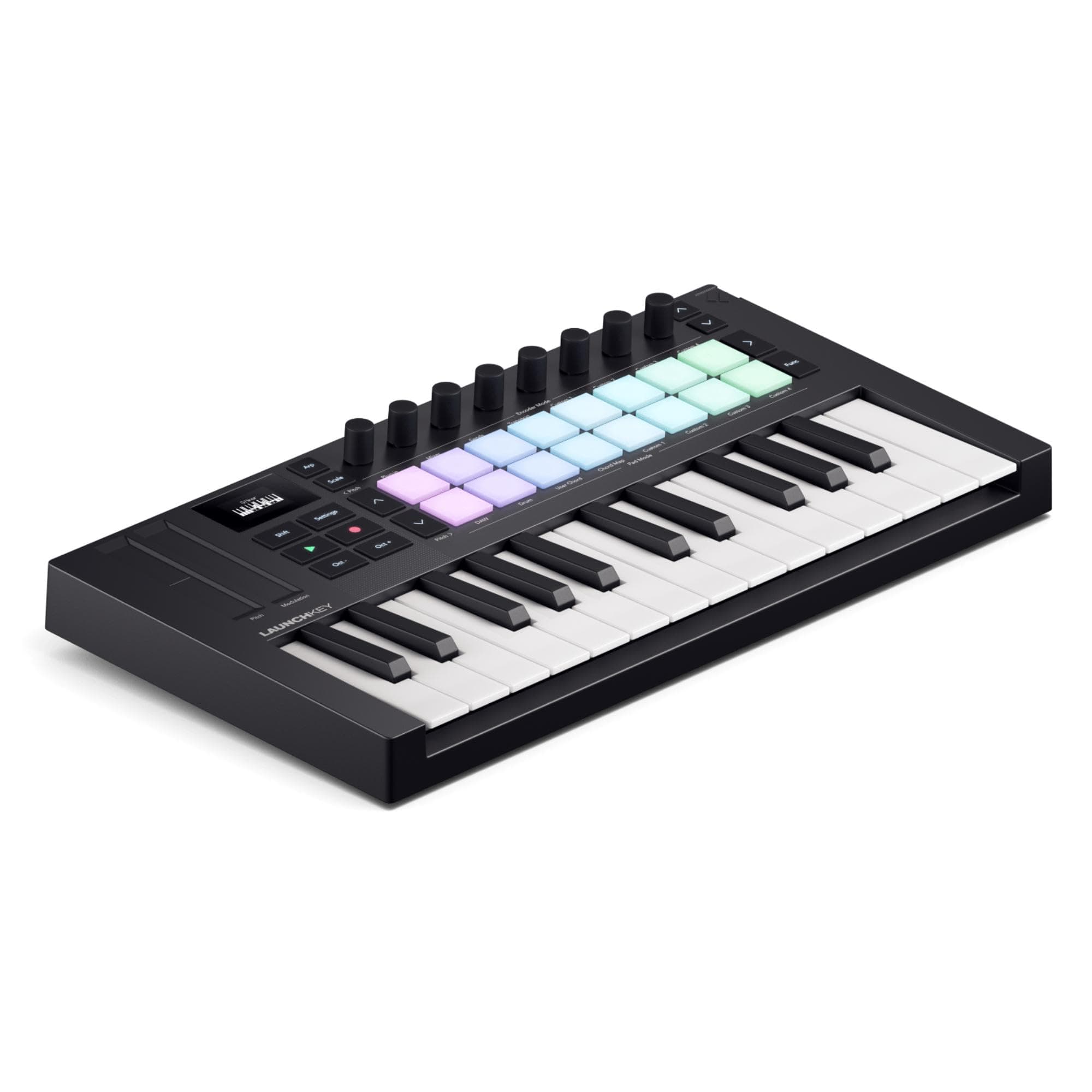 Novation Launchkey Mini 25 [MK4]: Controlador de teclado MIDI portátil, 25 teclas, USB e integración DAW. Modos Chord y Scale, pads de percusión, arpegiador y paquete de software de creación musical