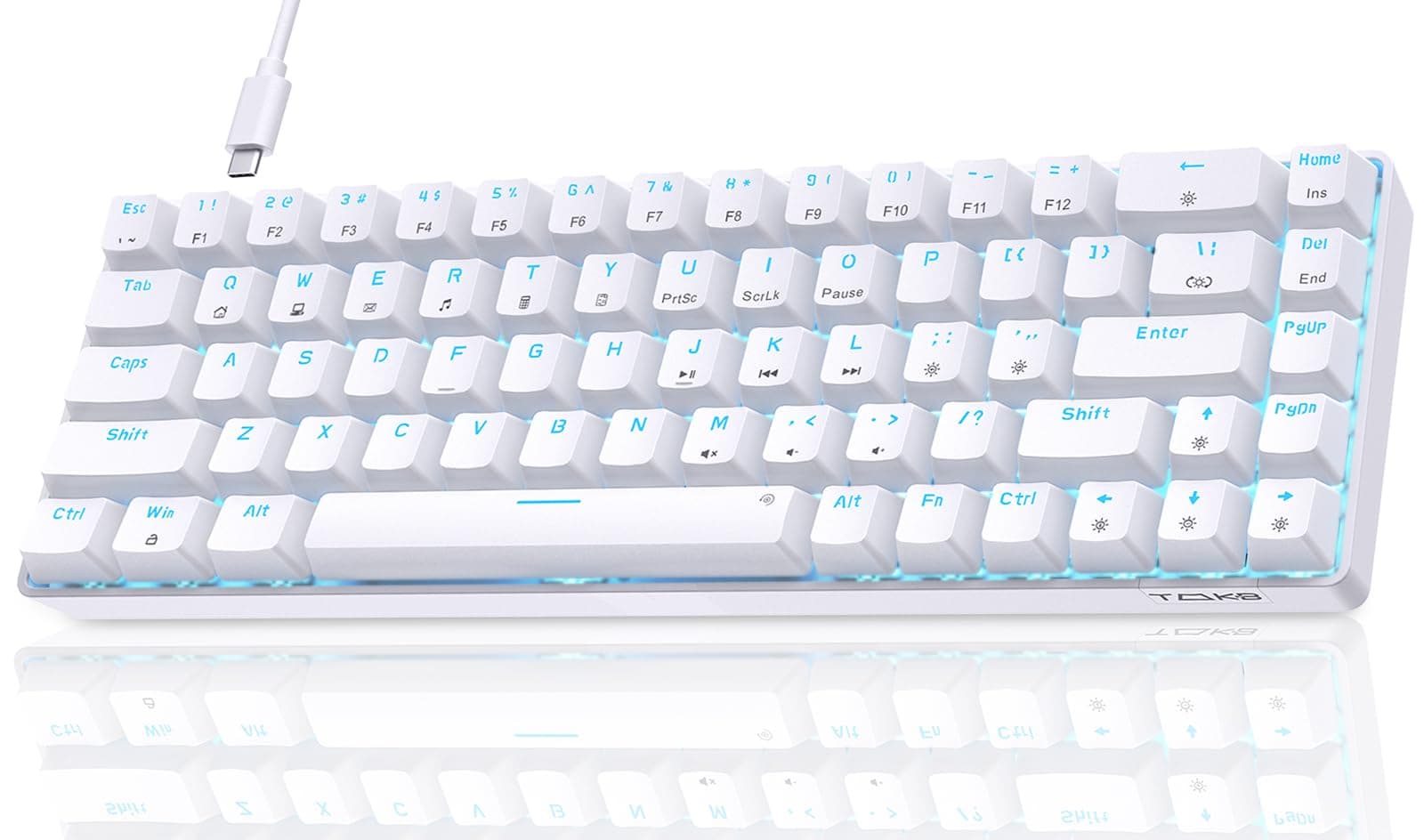 Dierya×TMKB Tastiera Gaming Meccanica 60% con Interruttori Meccanici Lineari,T68se Keyboard Gioco Luce monocromatica Type-C Mini Compact 68 Tasti Anti-Ghosting（Layout US,QWERTY）