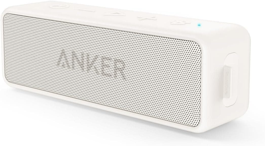 Anker soundcore 2 Bluetooth Lautsprecher, Fantastischer Sound, Enormer Bass mit Dualen Bass-Treibern, 24h Akku, Verbesserter IPX7 Wasserschutz, Kabelloser Lautsprecher für iPhone, Galaxy usw.