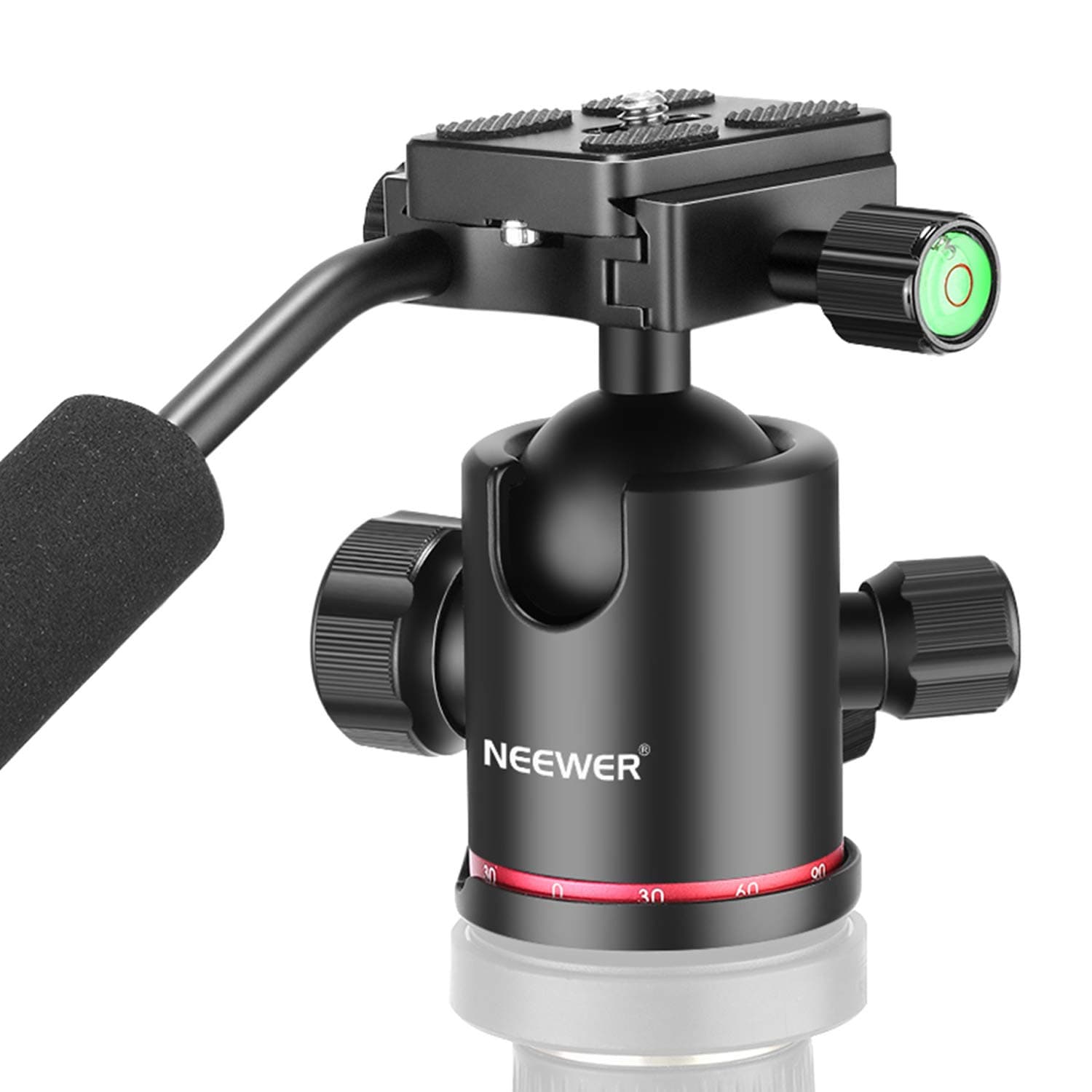 NEEWER Tête de trépied, Rotule Panoramique Rotative à 360° avec Plaque de Chaussure Rapide 1/4" pour Caméscope Appareil Photo Reflex Numérique Monopod Slider, Charge Max jusqu'à 5kg/11lb - GM28