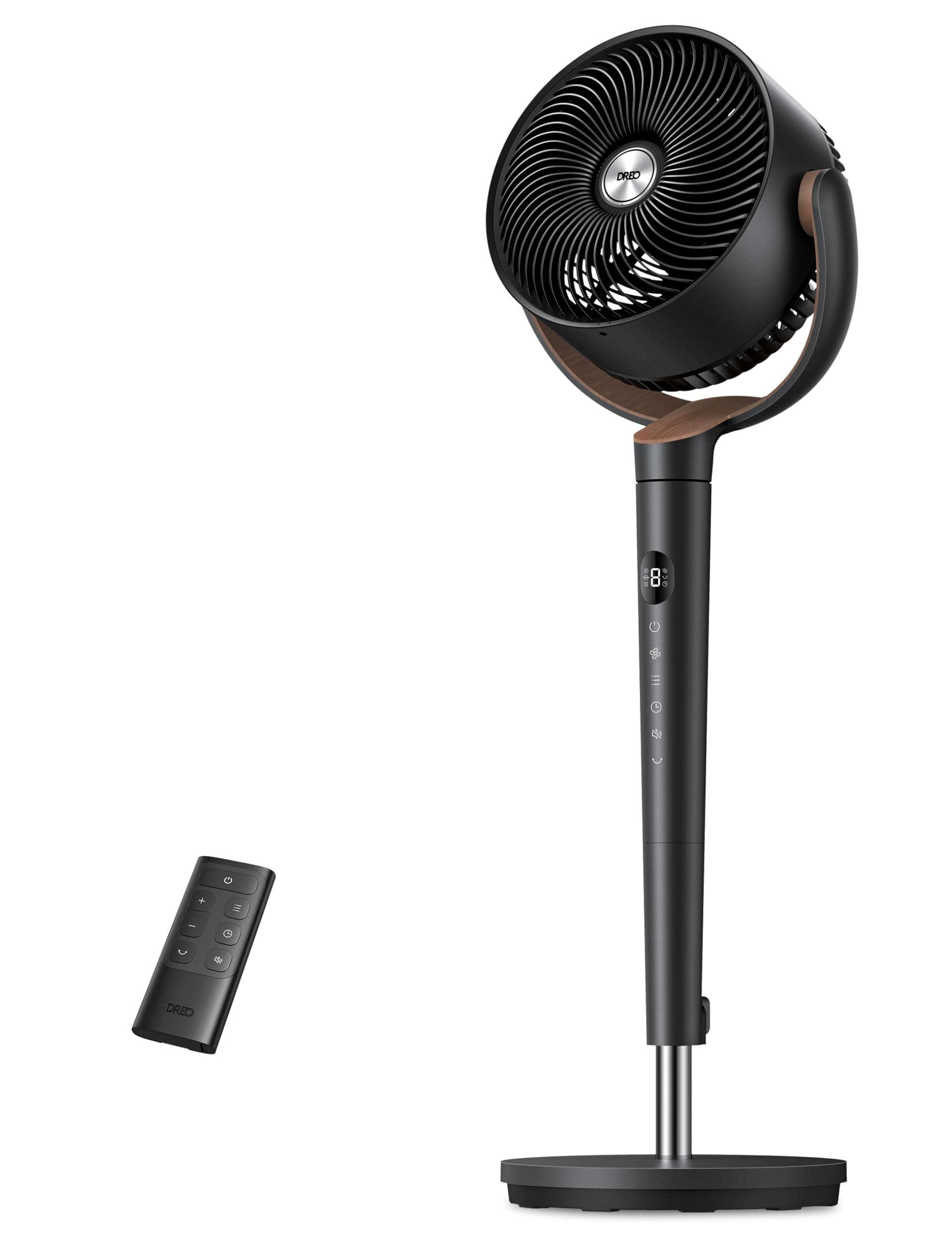 DREO Ventilateur de pièce, ventilateur oscillant 120°+120°, moteur DC, circulation d’air jusqu’à 30 m pour toute la pièce, 9 vitesses, 4 modes, ventilateur sur pied silencieux, 20 dB.