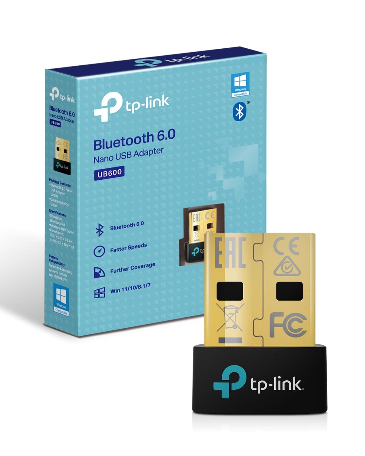 TP-Link UB600 Clé Bluetooth 6.0 USB Nano, Dongle Bluetooth pour PC, Adaptateur Bluetooth Ultra-Compact, Sécurité Améliorée, Compatible Windows 11/10/8.1/7