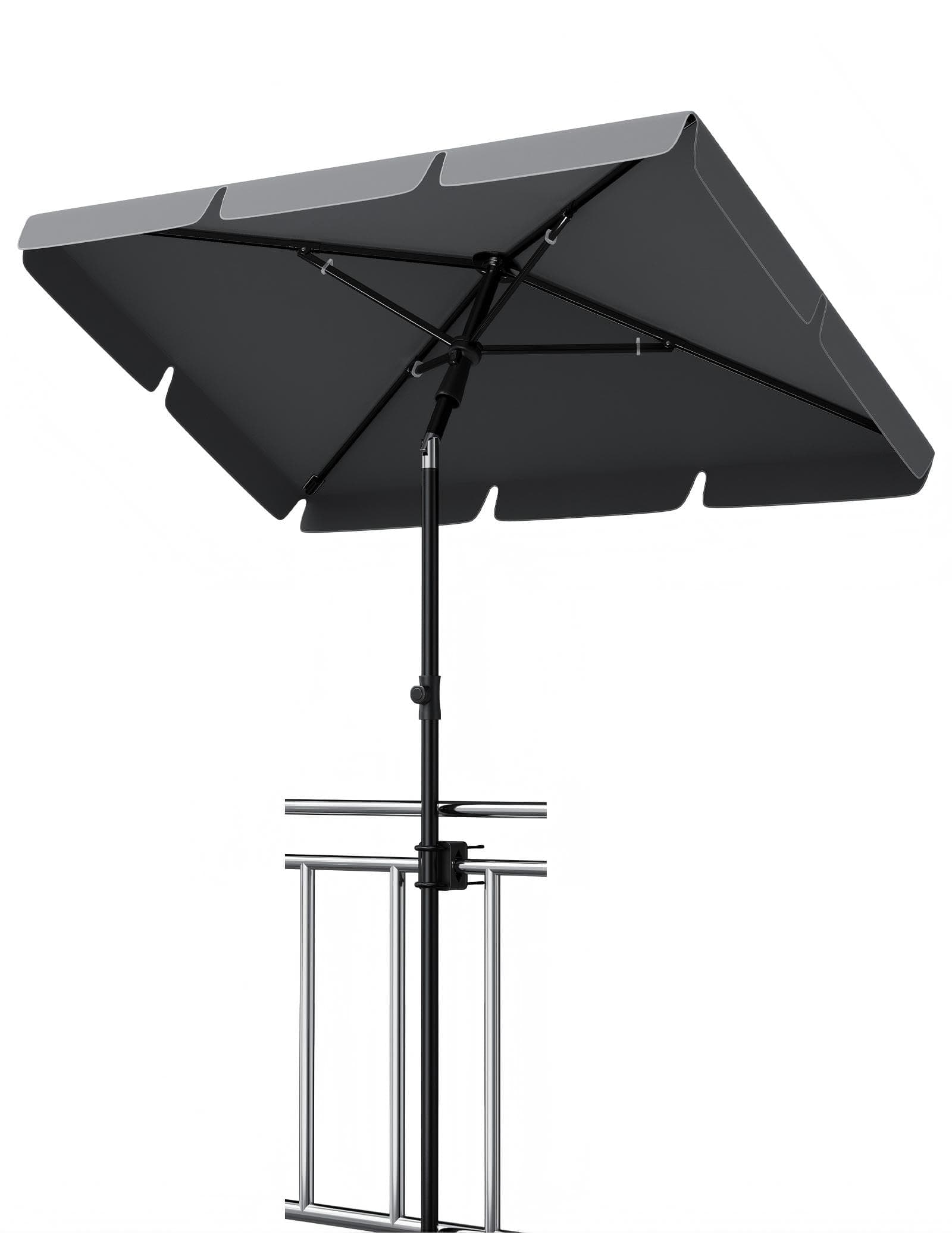 GarveeLife Parasol de balcon - 200 x 125 cm - Avec housse de parasol UV50+ - Rectangulaire - Pliable et réglable en hauteur - Avec support - Idéal pour balcon, jardin et terrasse, anthracite
