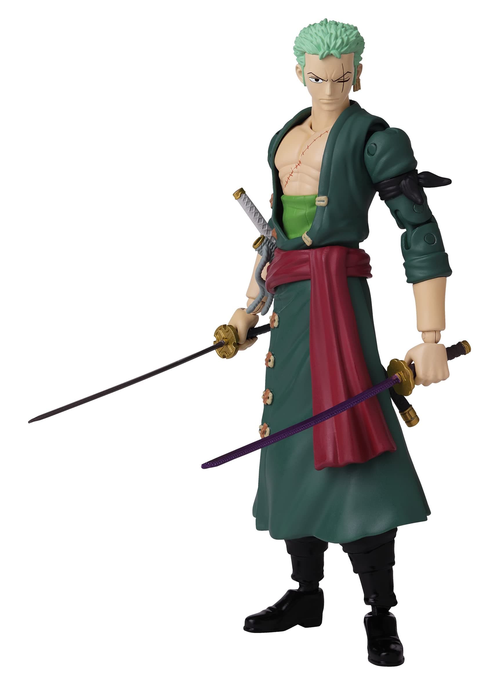 BANDAI - Anime Heroes - One Piece - Roronoa Zoro - Figura manga Anime heroes da 17 cm - Licenza ufficiale One Piece - Figura snodata di Zoro - Giocattolo per bambini dai 4 anni in su - 36932