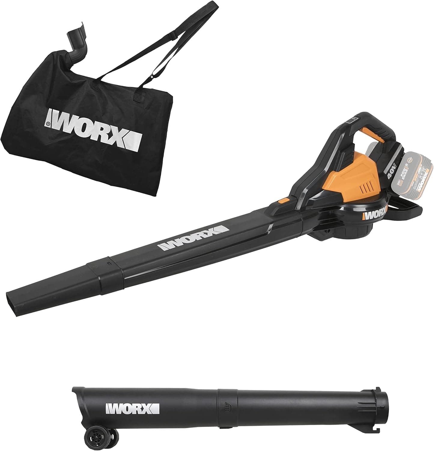 Worx WG583E.9 Soffiatore/aspiratore brushless da 40 V con sacco di raccolta - Solo utensile