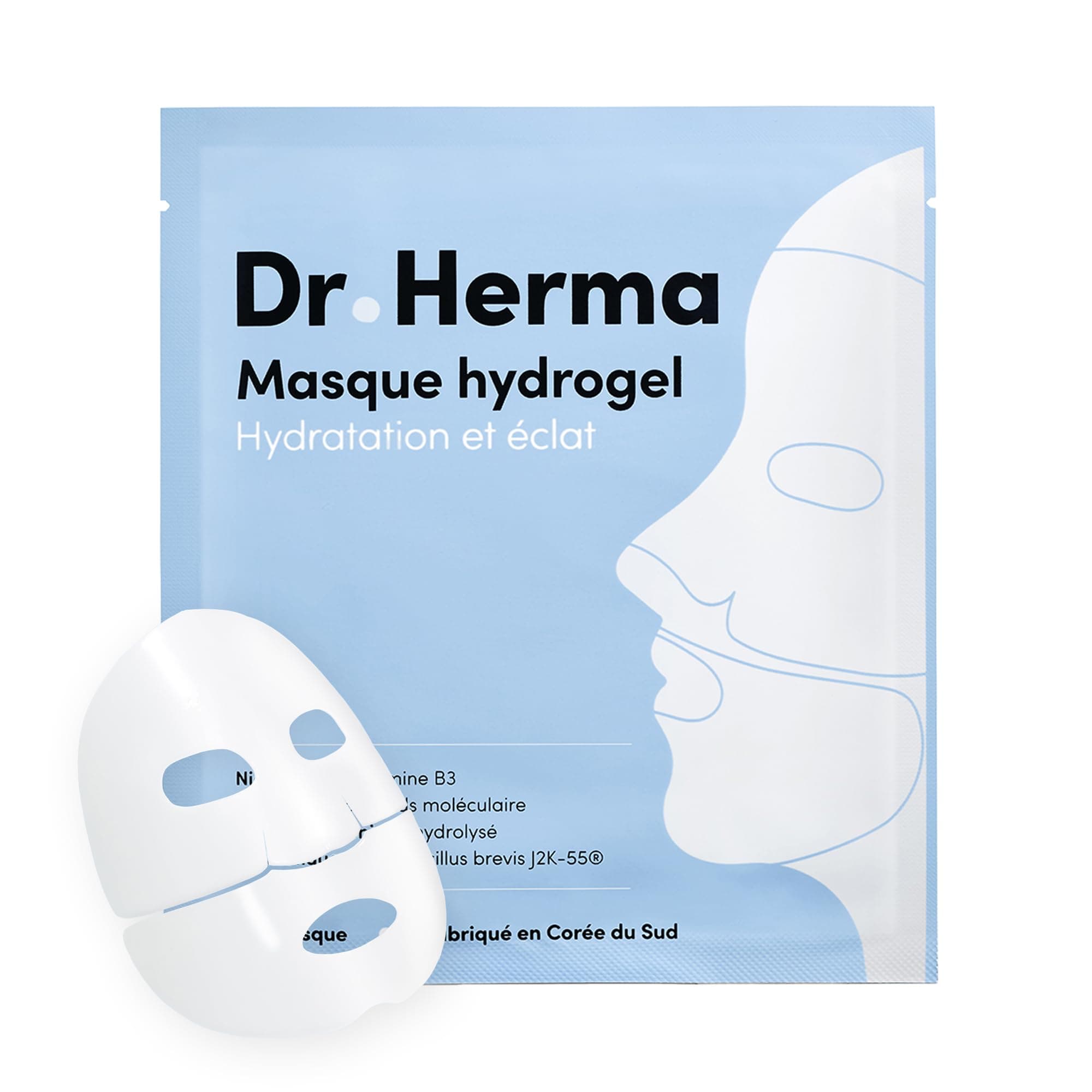 Dr. Herma - Masque Hydrogel Collagène & Acide Hyaluronique Hydratation Intense, Anti-Âge, Resserrement des Pores, Hypoallergénique – Soin Coréen Visage Premium pour Tous Types de Peaux. (4)